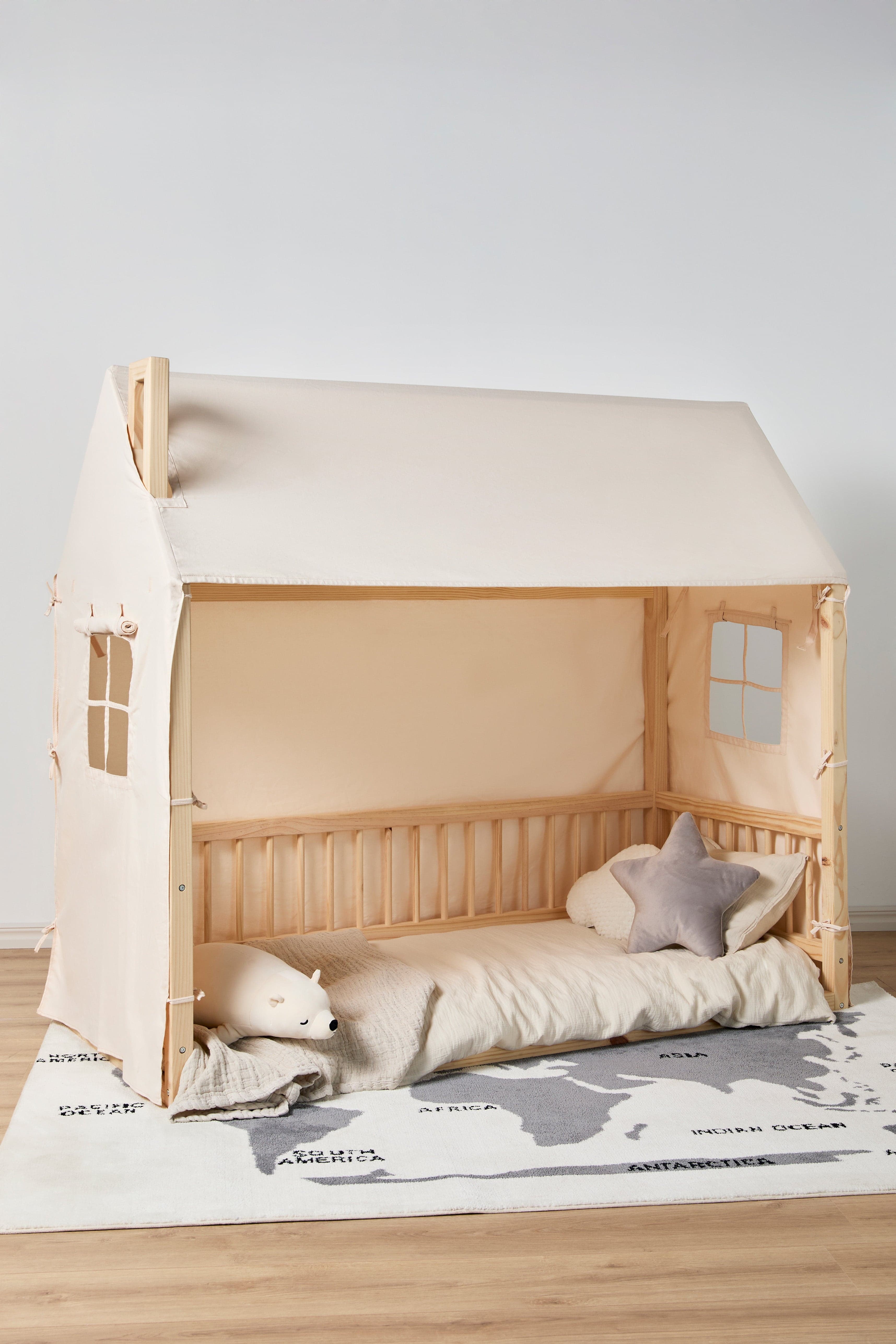 Minitude Nordic Mason Talosänky 70x160 + Vuodekatos, Natural, Juniorisänky