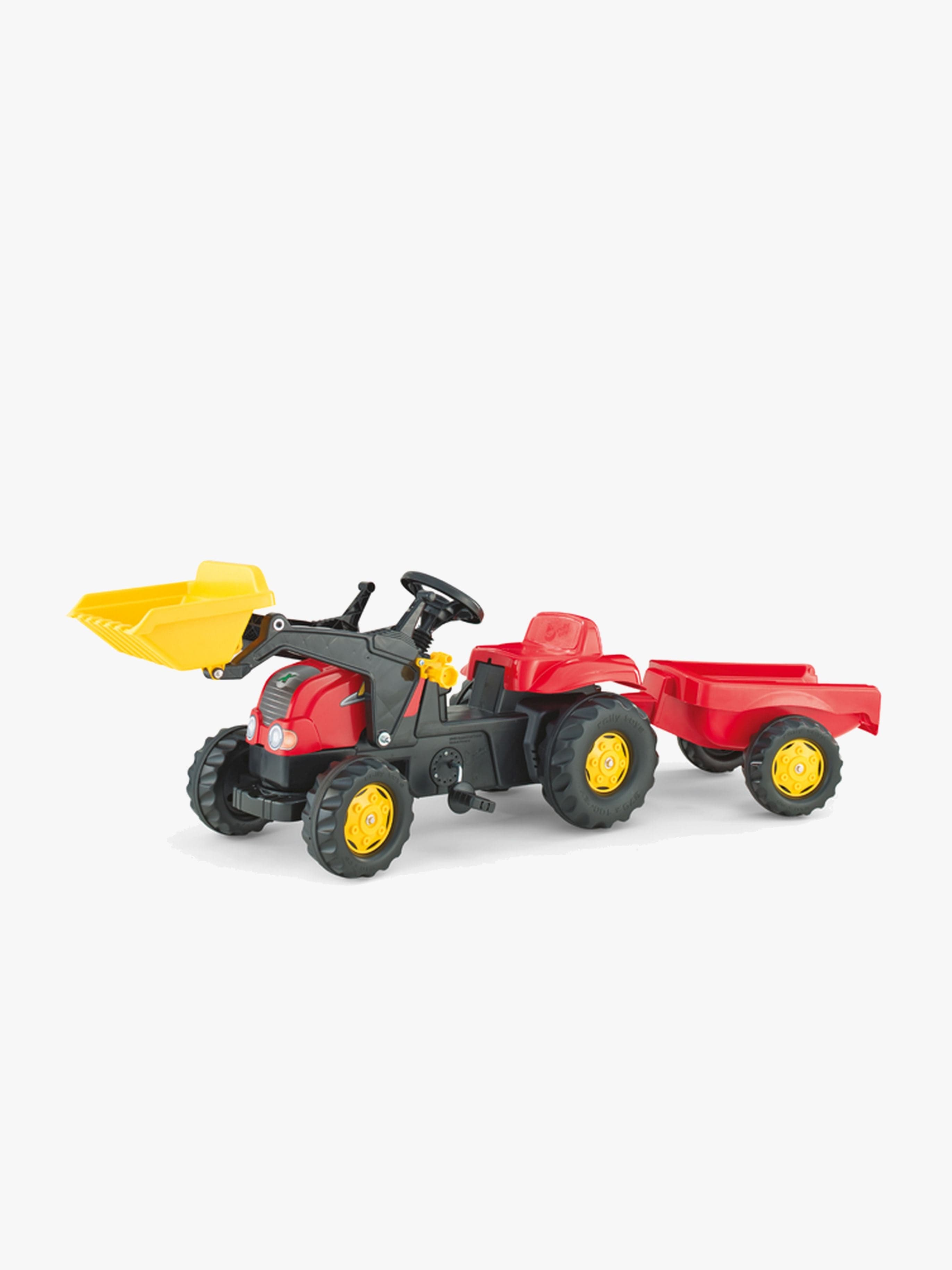 Rolly Toys Kid-X Polkutraktori + Kaivuri & Perävaunu, Punainen