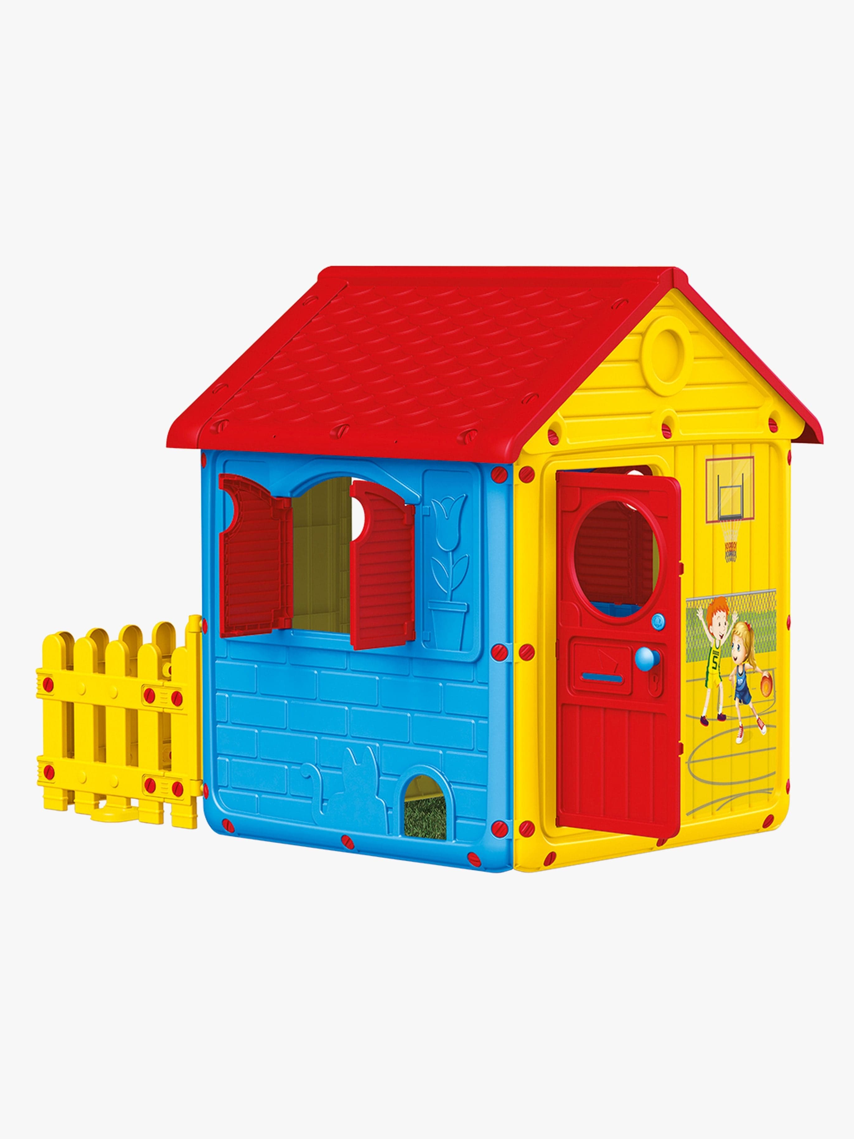 DOLU Leikkimökki ja Piha-aita, Punainen/Sininen/Keltainen