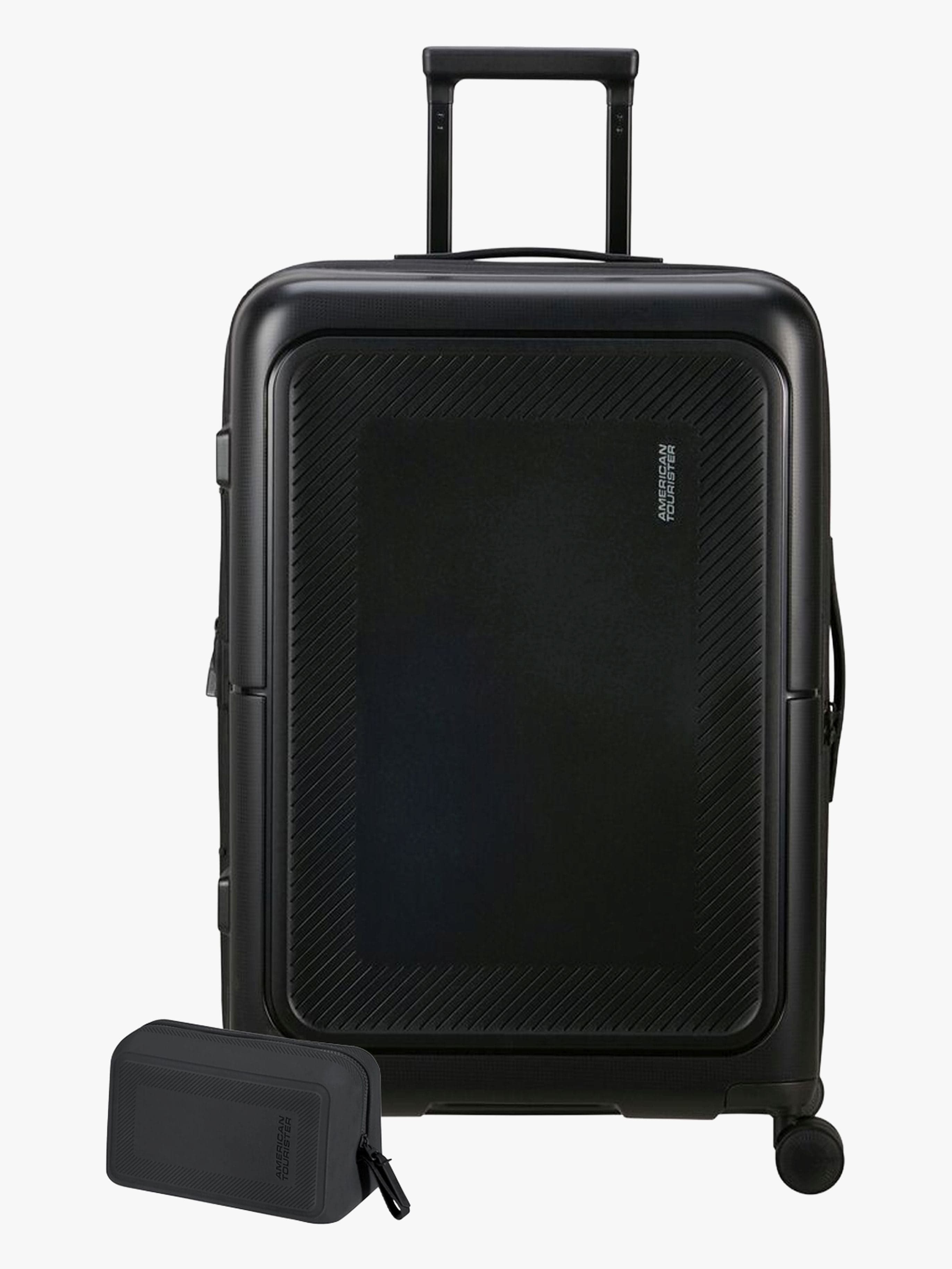 American Tourister Dashpop Matkalaukku 76-84L & Toilettilaukku POP, True Black_1