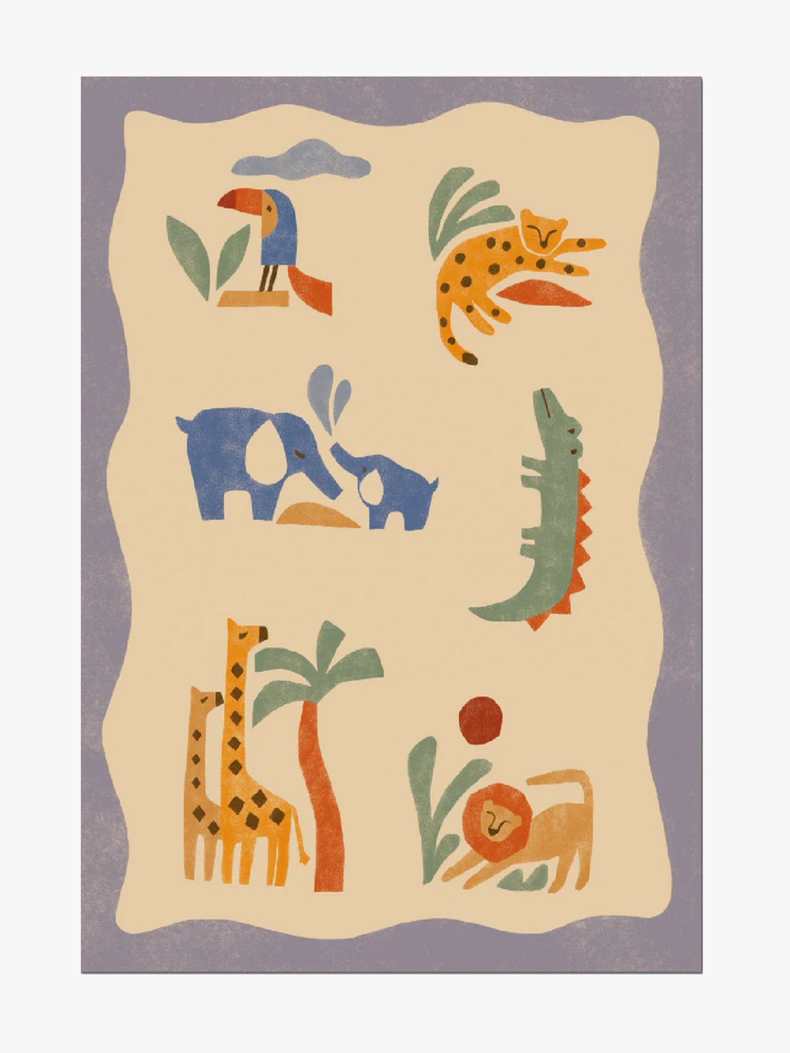 Hueppi Matto 120x160, Matta Tails And Trails Safari Blue