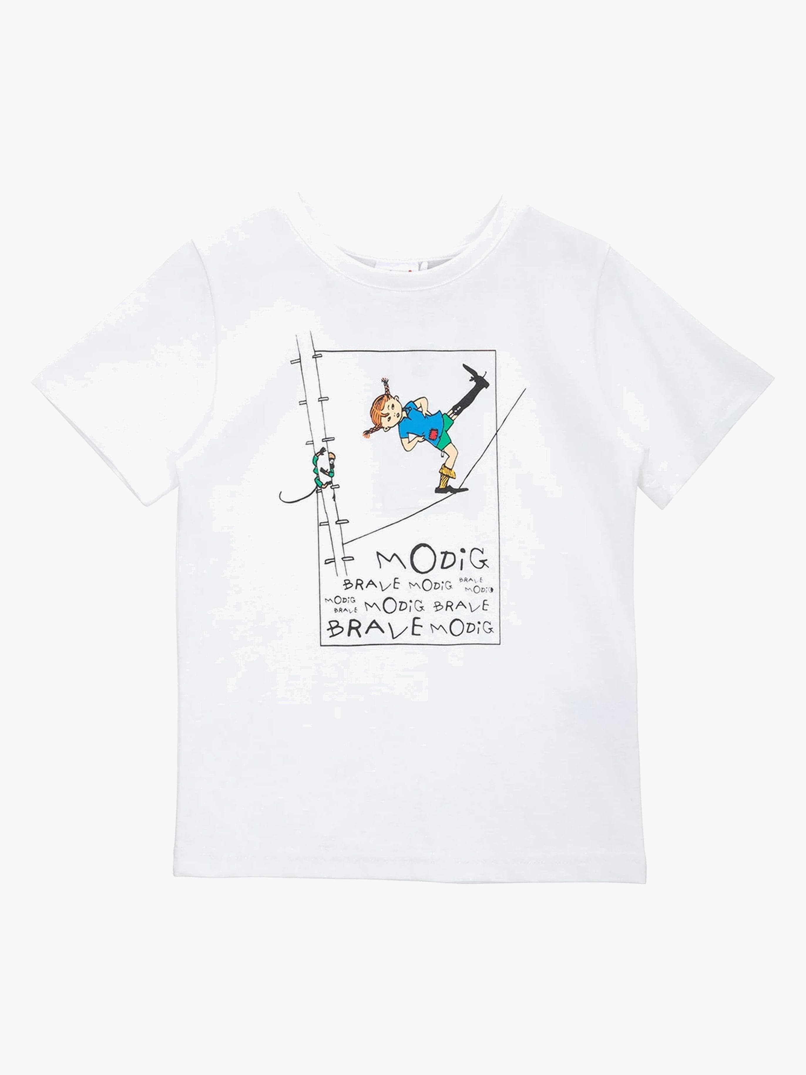 Peppi Pitkätossu Rohkea T-paita, Valkoinen, 110-116