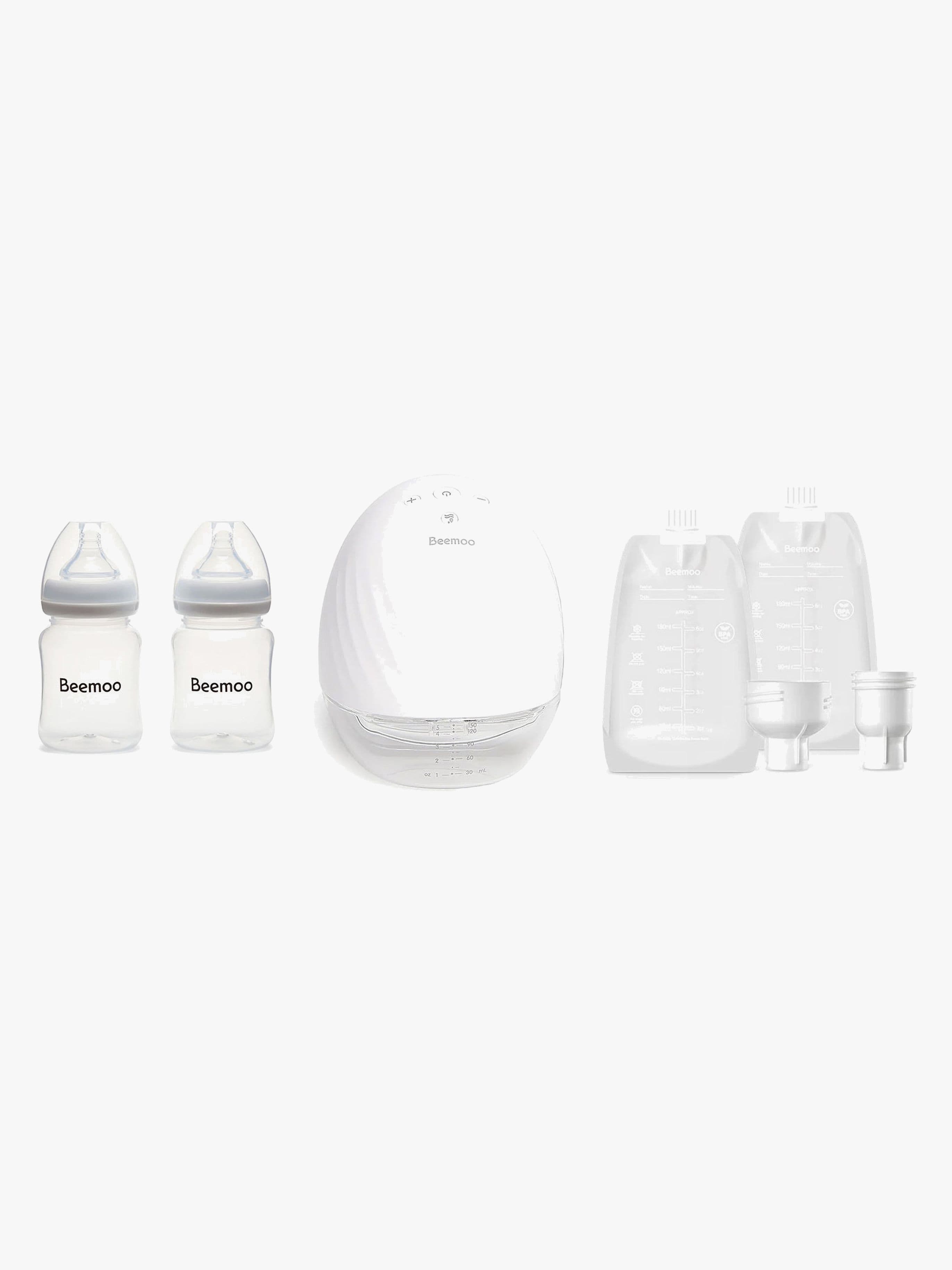 Beemoo CARE Wearable Sähkökäyttöinen Rintapumppu Single + Rintamaitopussit & Äidinmaitopullot 180 ml 2-pack