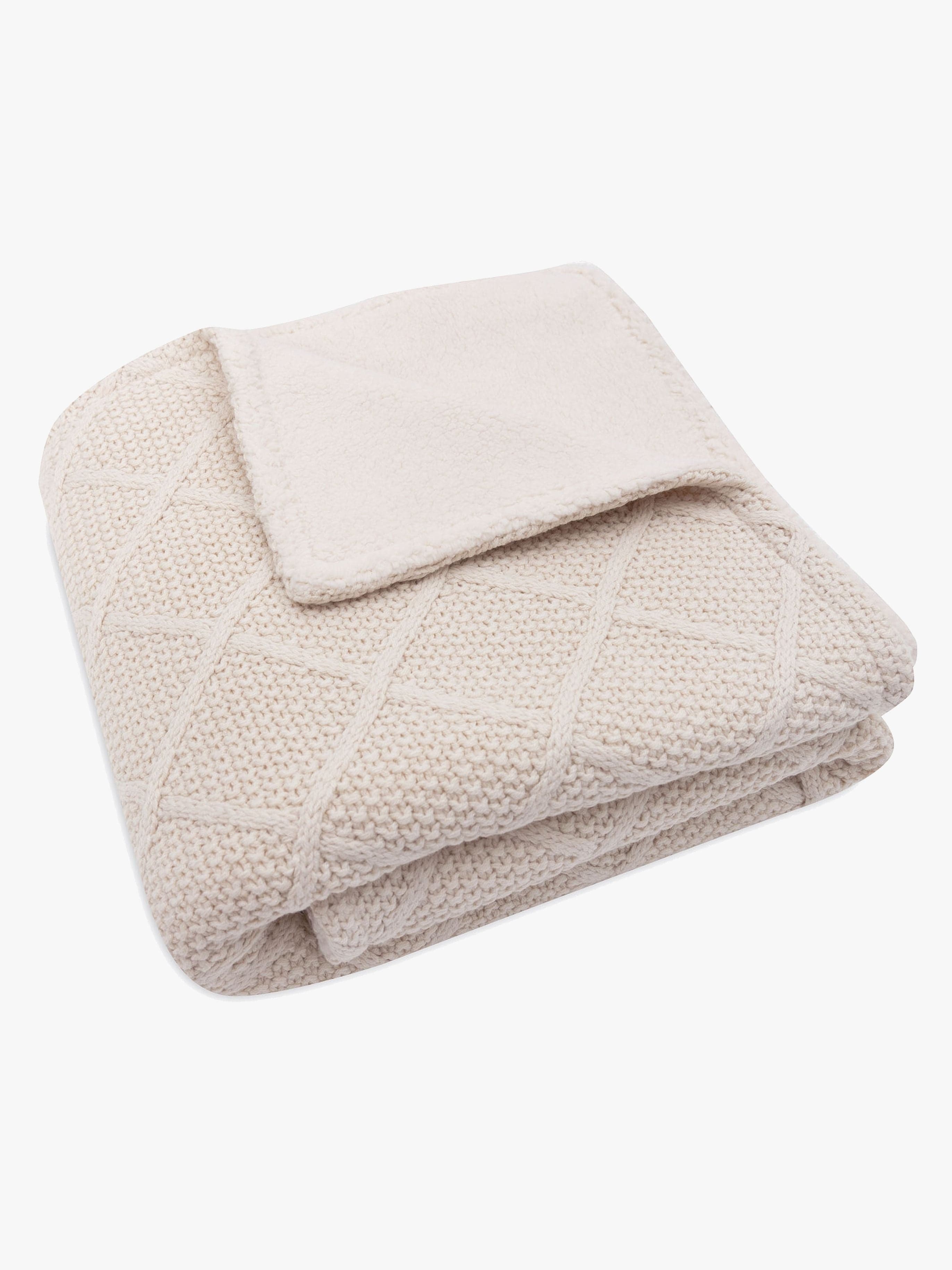 Jollein Neulottu Viltti Ruutukuvio + Teddyfleece, Oatmeal