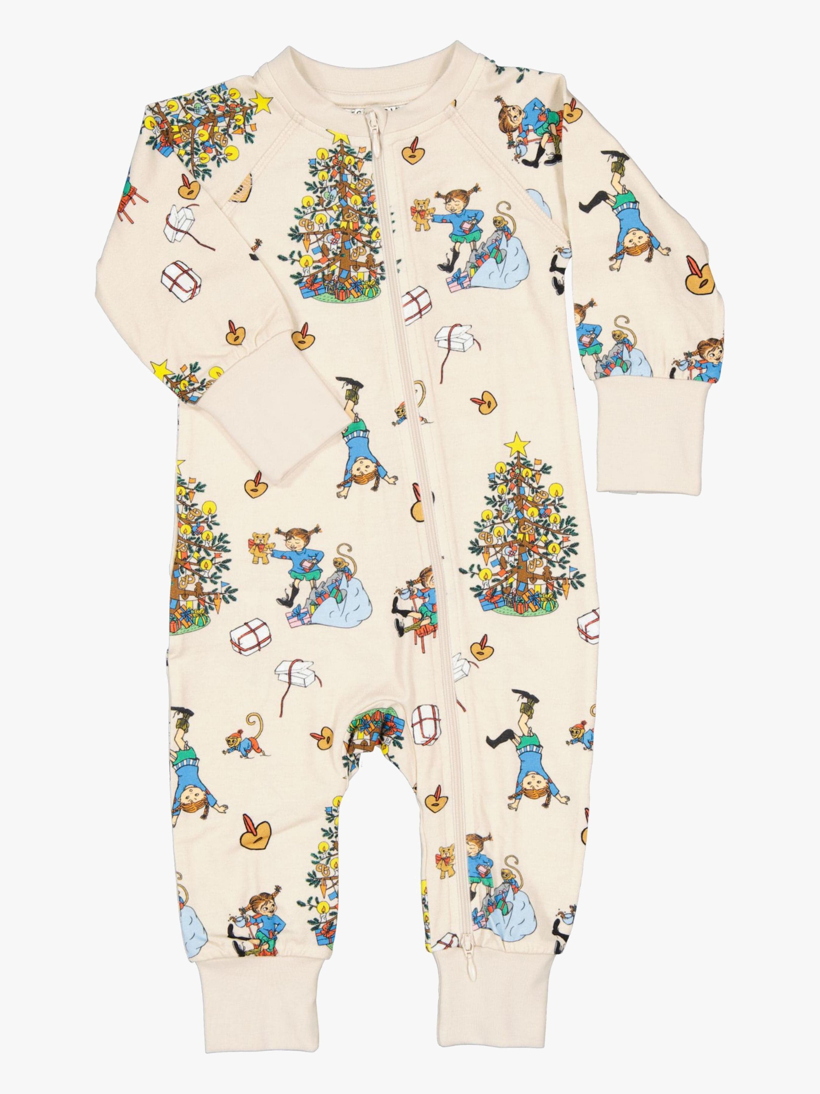 Geggamoja Joulupyjama Peppi Pitkätossu Kokopuku, Beige, 62-68