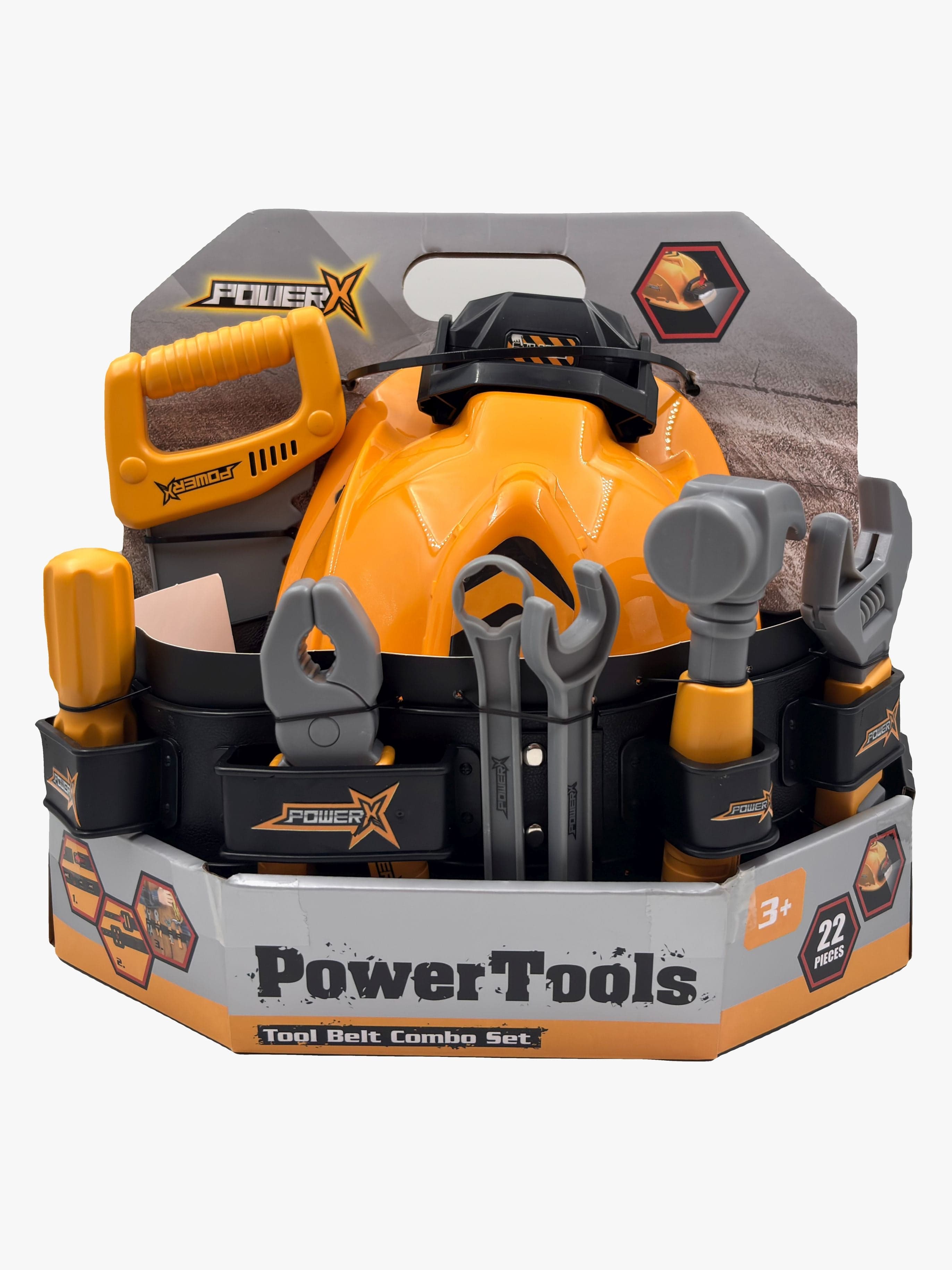 Power X Työkaluvyö + Työmaakypärä Setti 22 Osaa