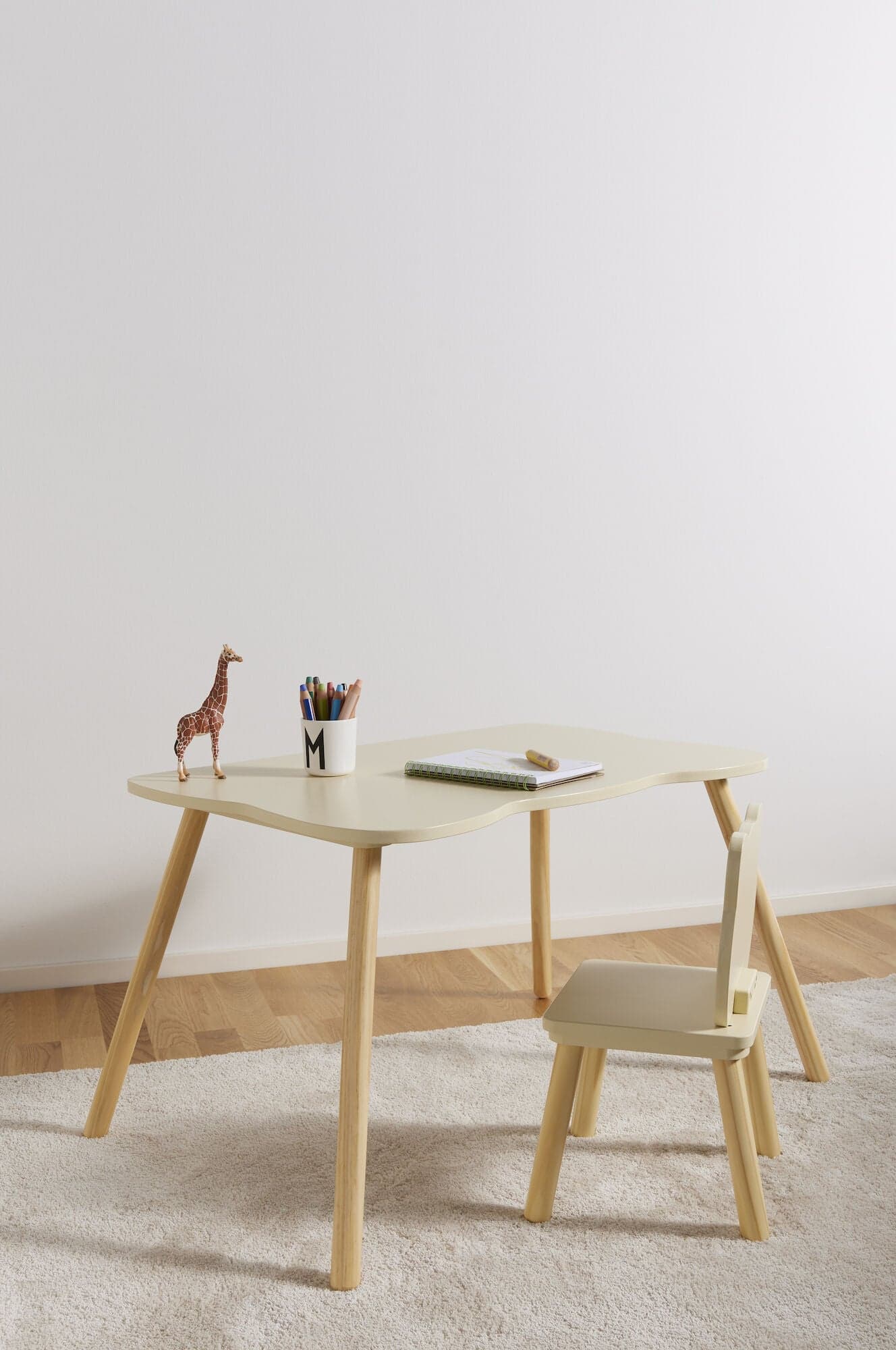 Alice & Fox Pöytä + Tuoli Kissa, Vaaleankeltainen