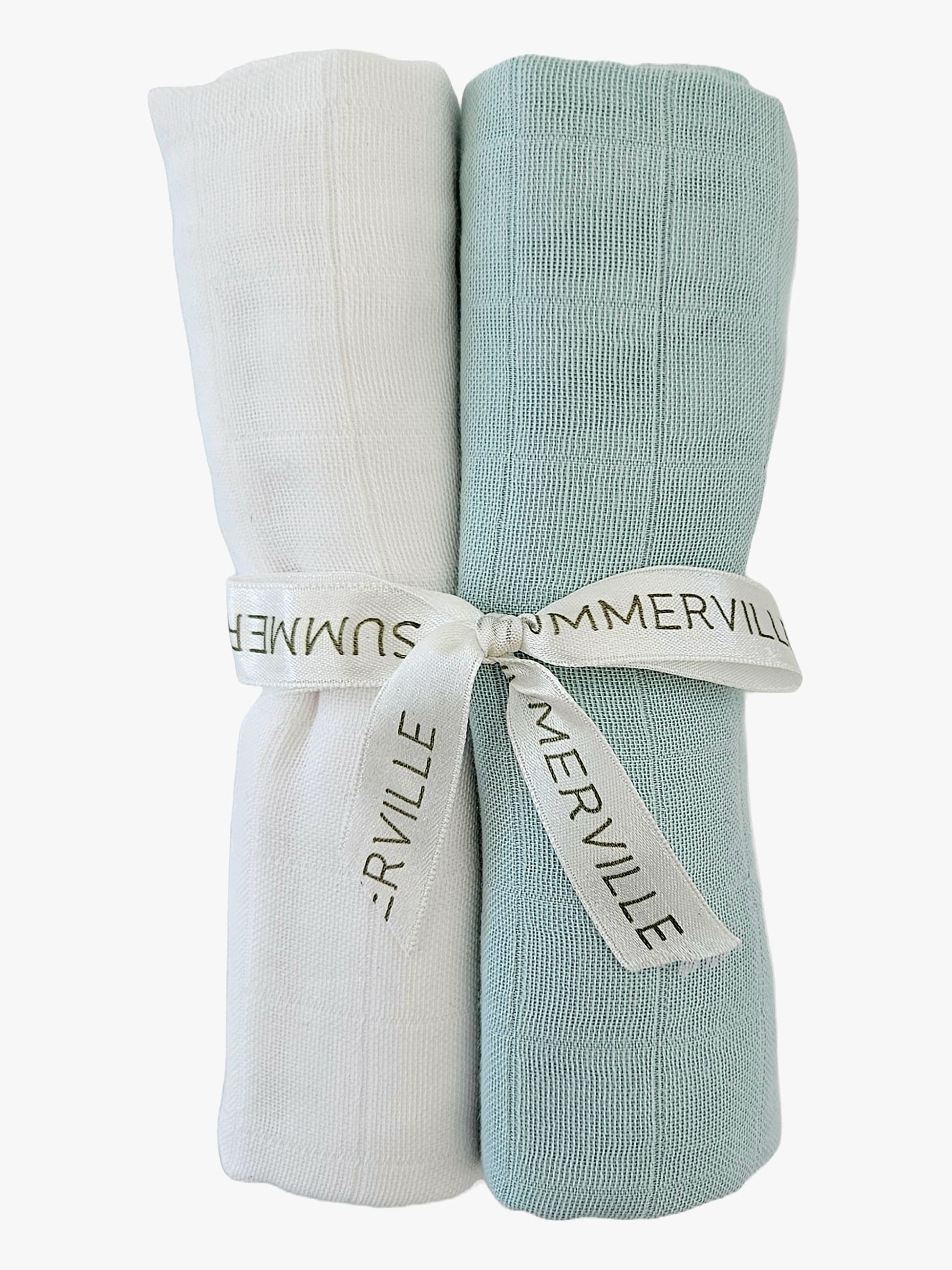Summerville Organic Musliiniviltti 2-pack Eko, Ice Blue/White