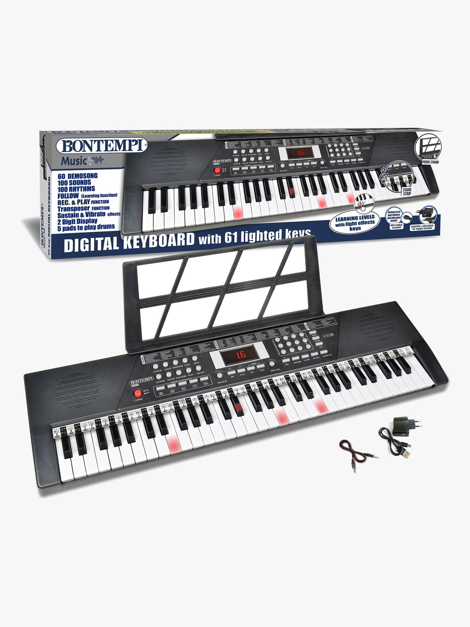 Bontempi Digitaalinen Kosketinsoitin + 61 Valaistua Kosketinta