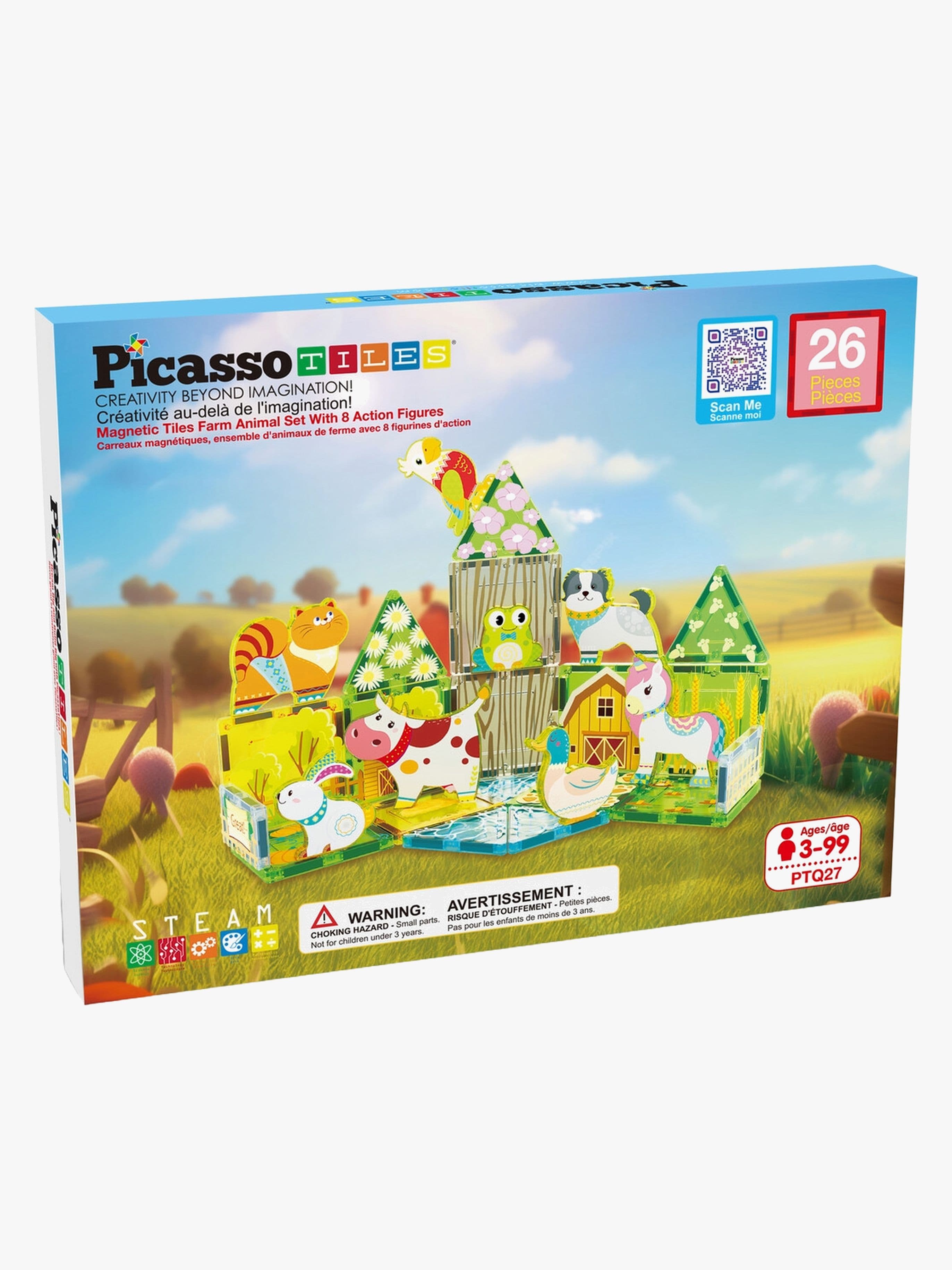 PicassoTiles Rakennussarja Maatila + 8 Eläintä 26 Osaa