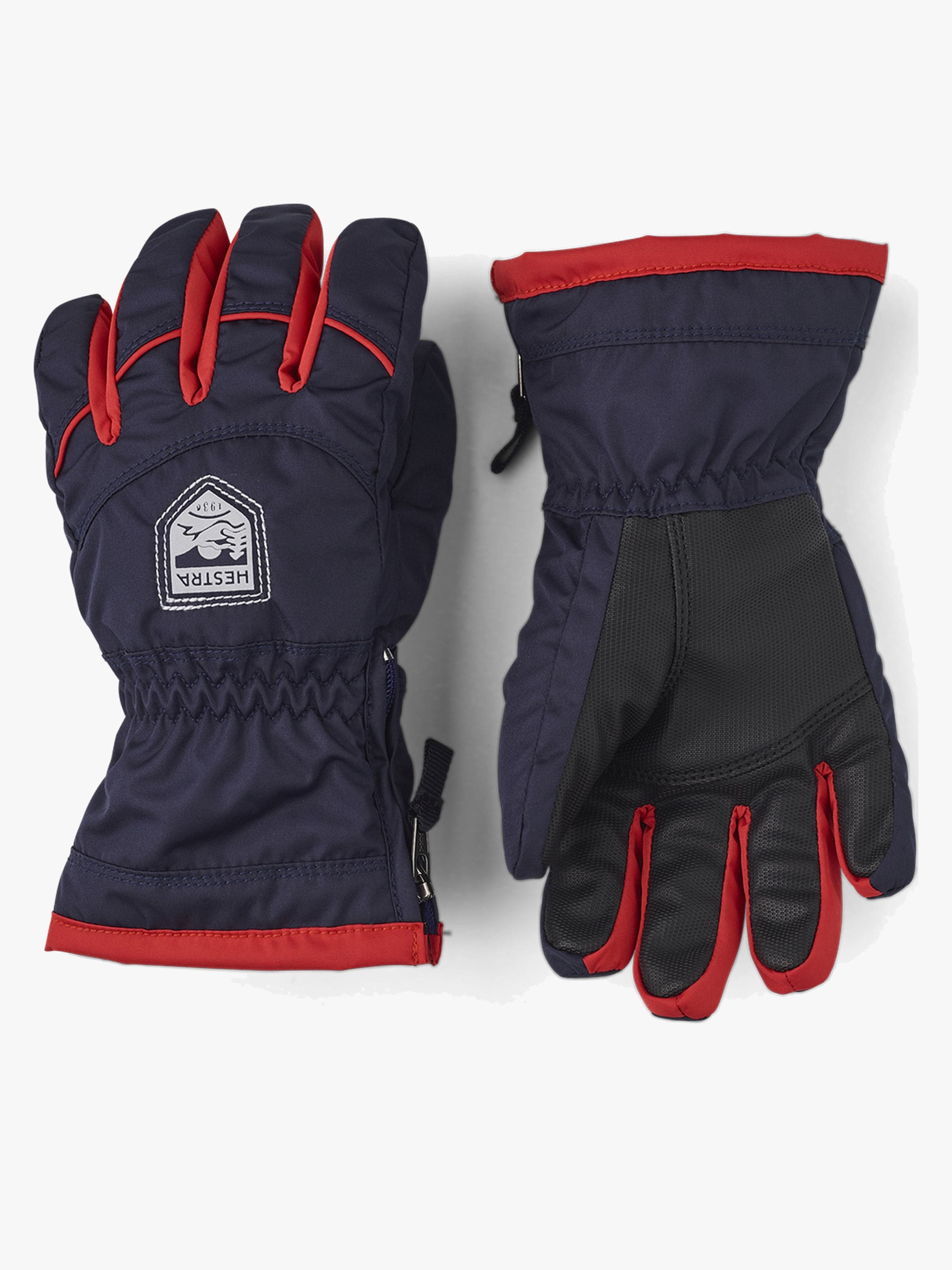 Hestra Sarri Zip JR Hanskat, Tummansininen/Punainen, 5