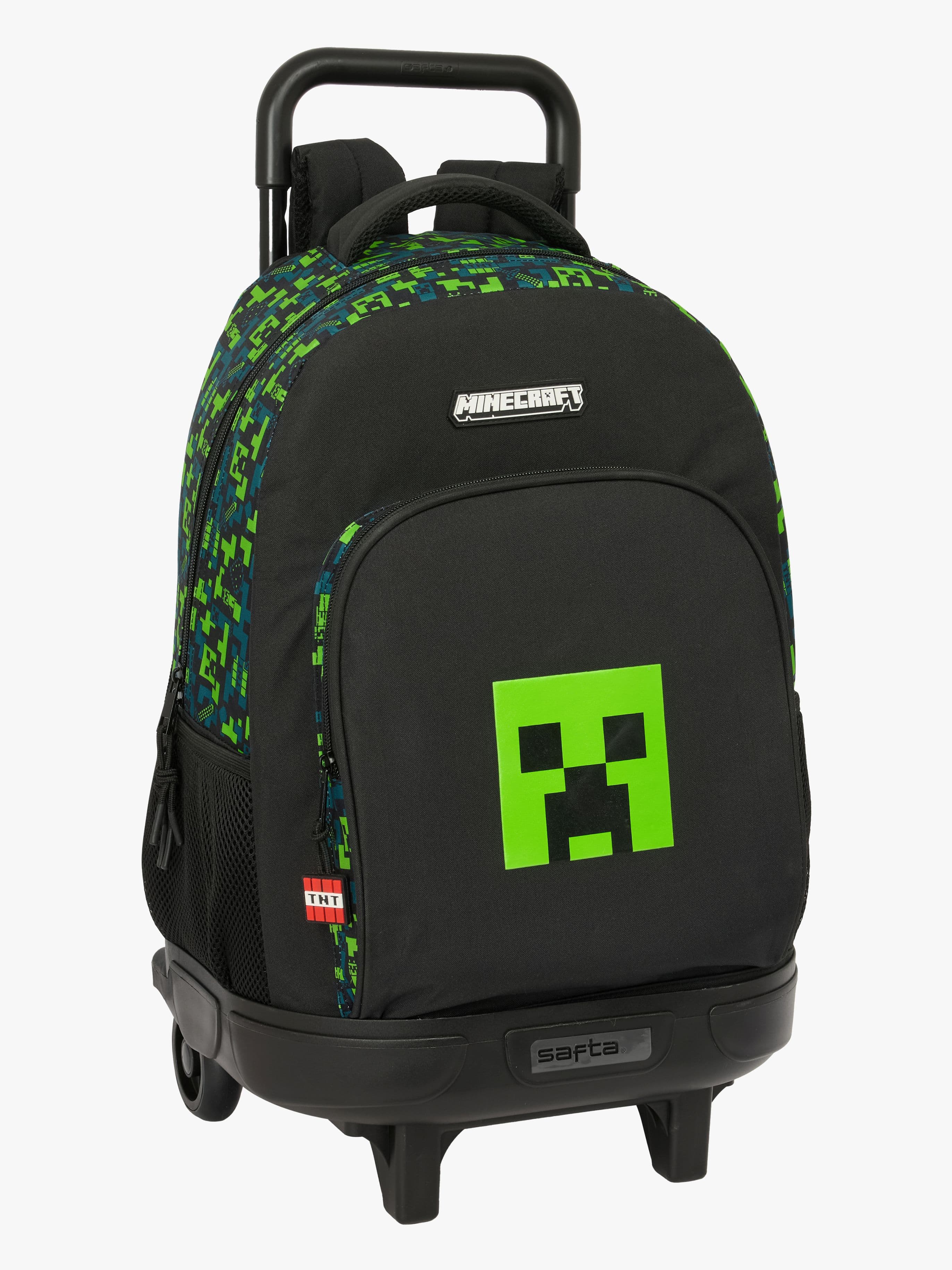 Minecraft Trolley Matkalaukku 33L TNT, Musta/Vihreä