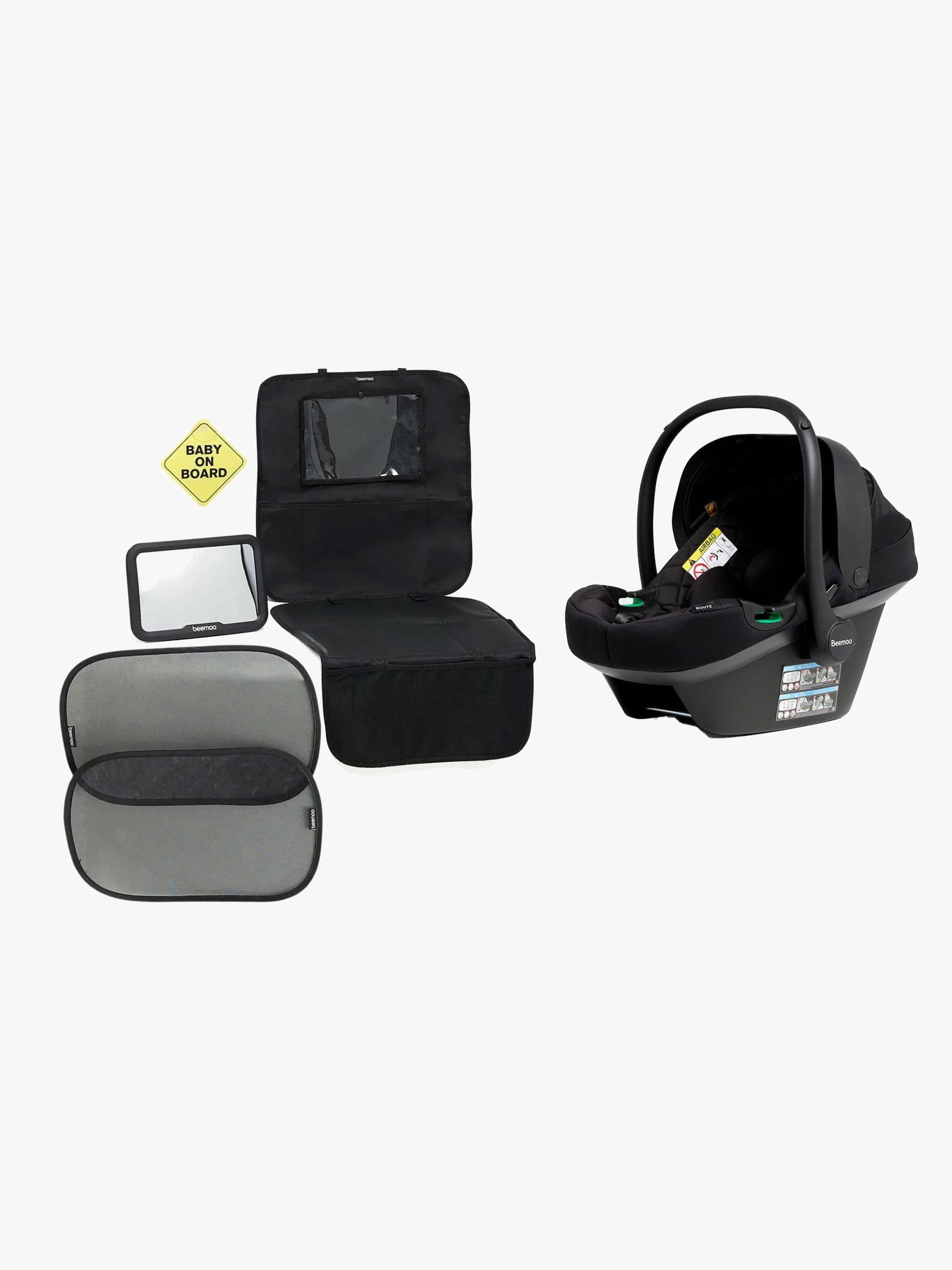 Beemoo Route i-Size Turvakaukalo + Lisäosapaketti, Black Stone