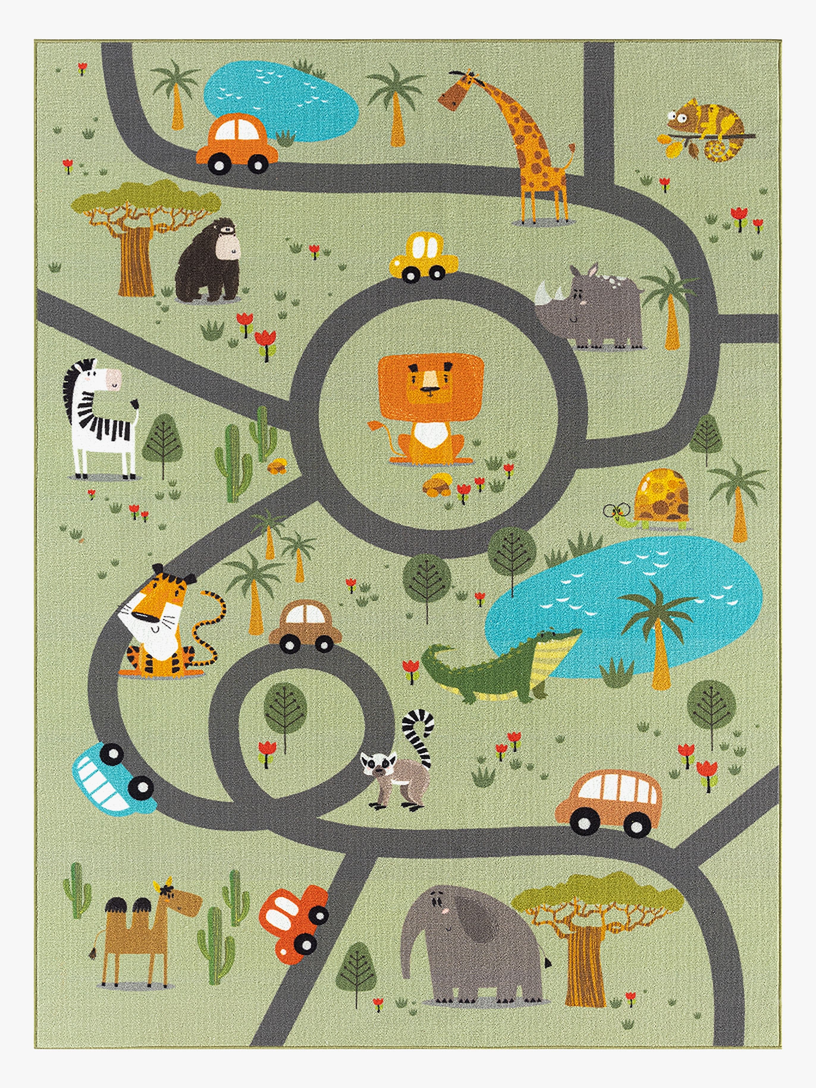 KMCarpets Play Animals Matto 140x200, Vihreä