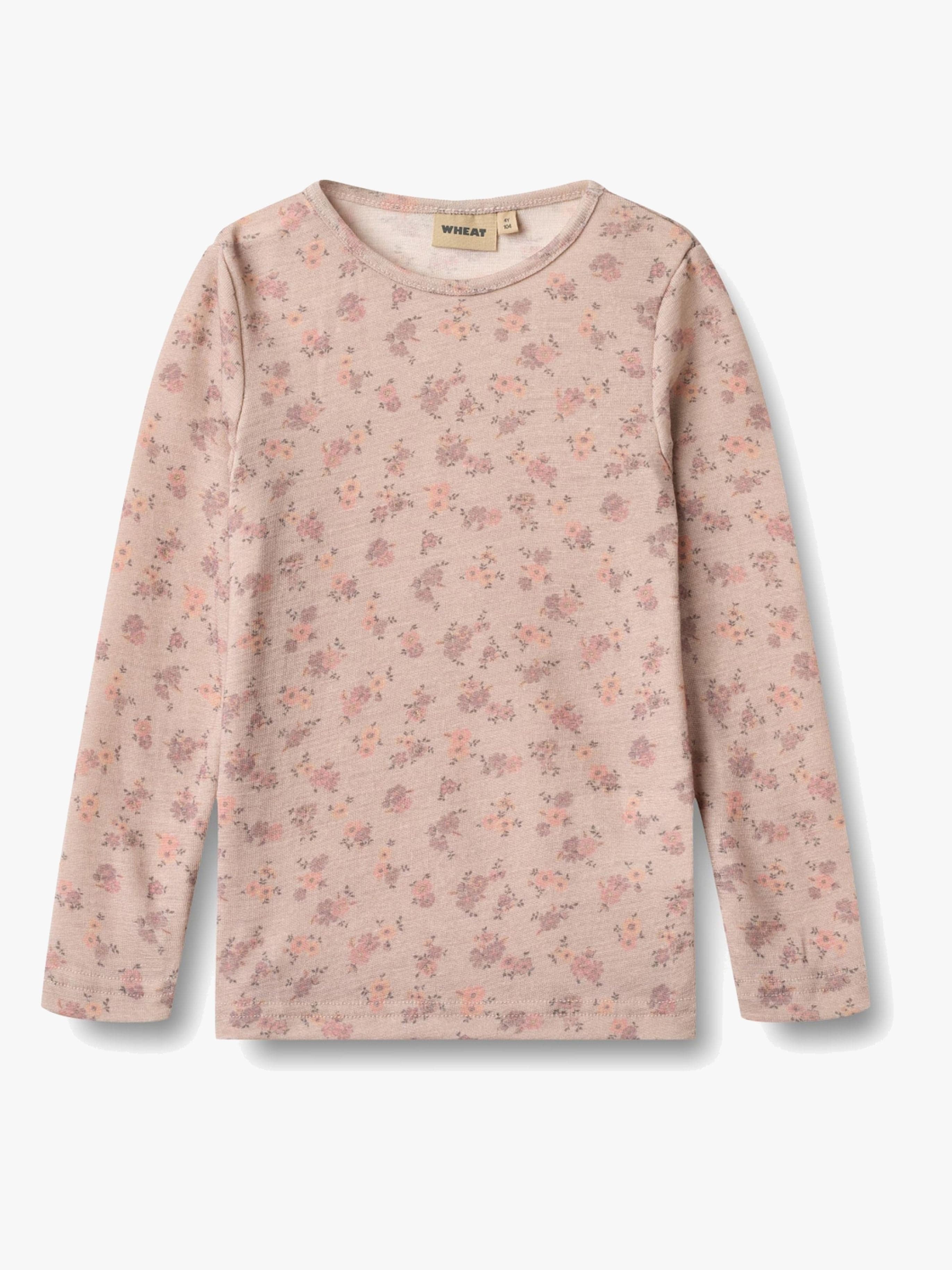 Wheat Alfie Pitkähihainen Paita Merinovilla, Lilac Flowers, 104
