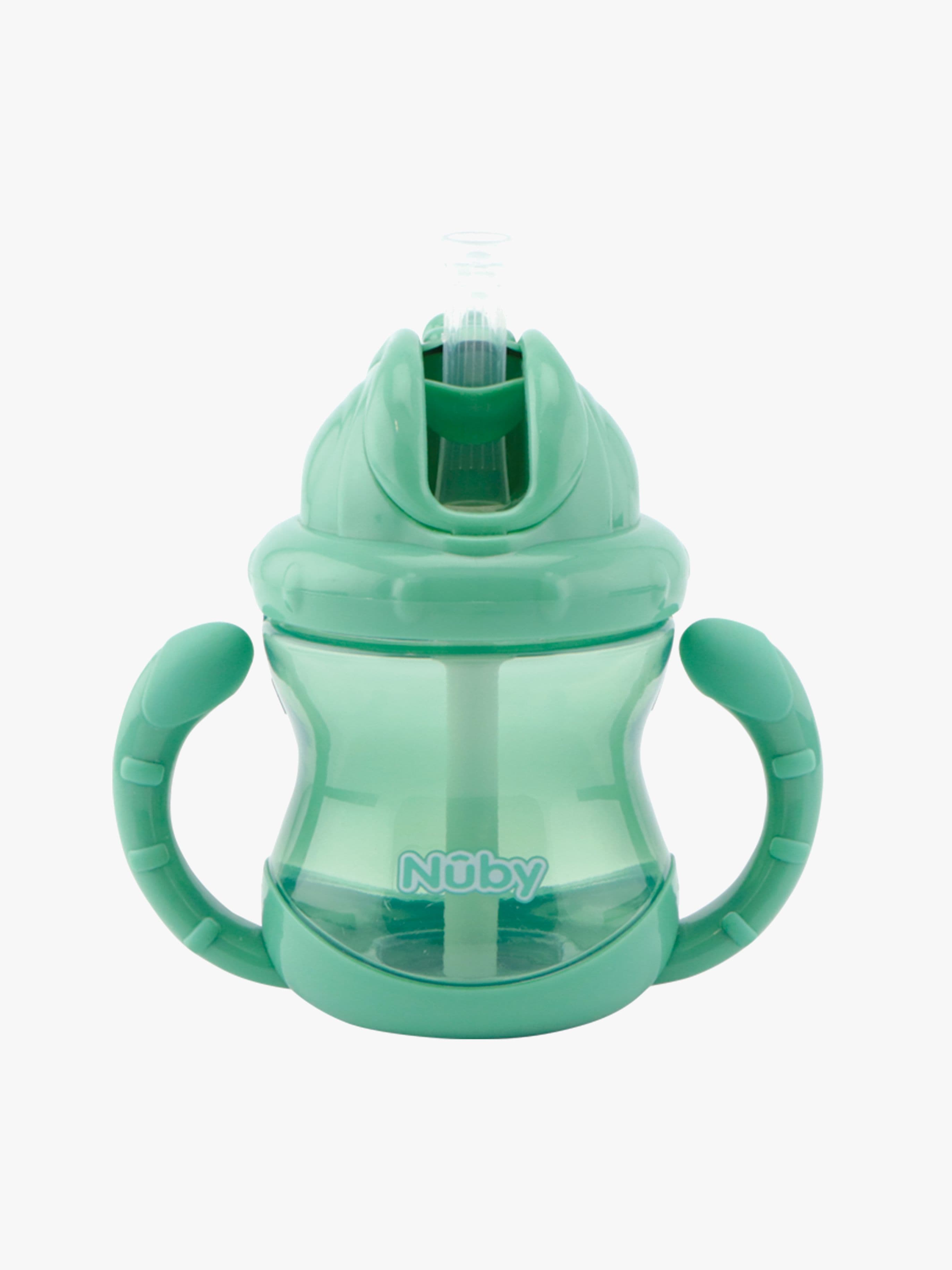 Nuby Twin Handle Flip It Muki 240 ml +12 kk, Vihreä