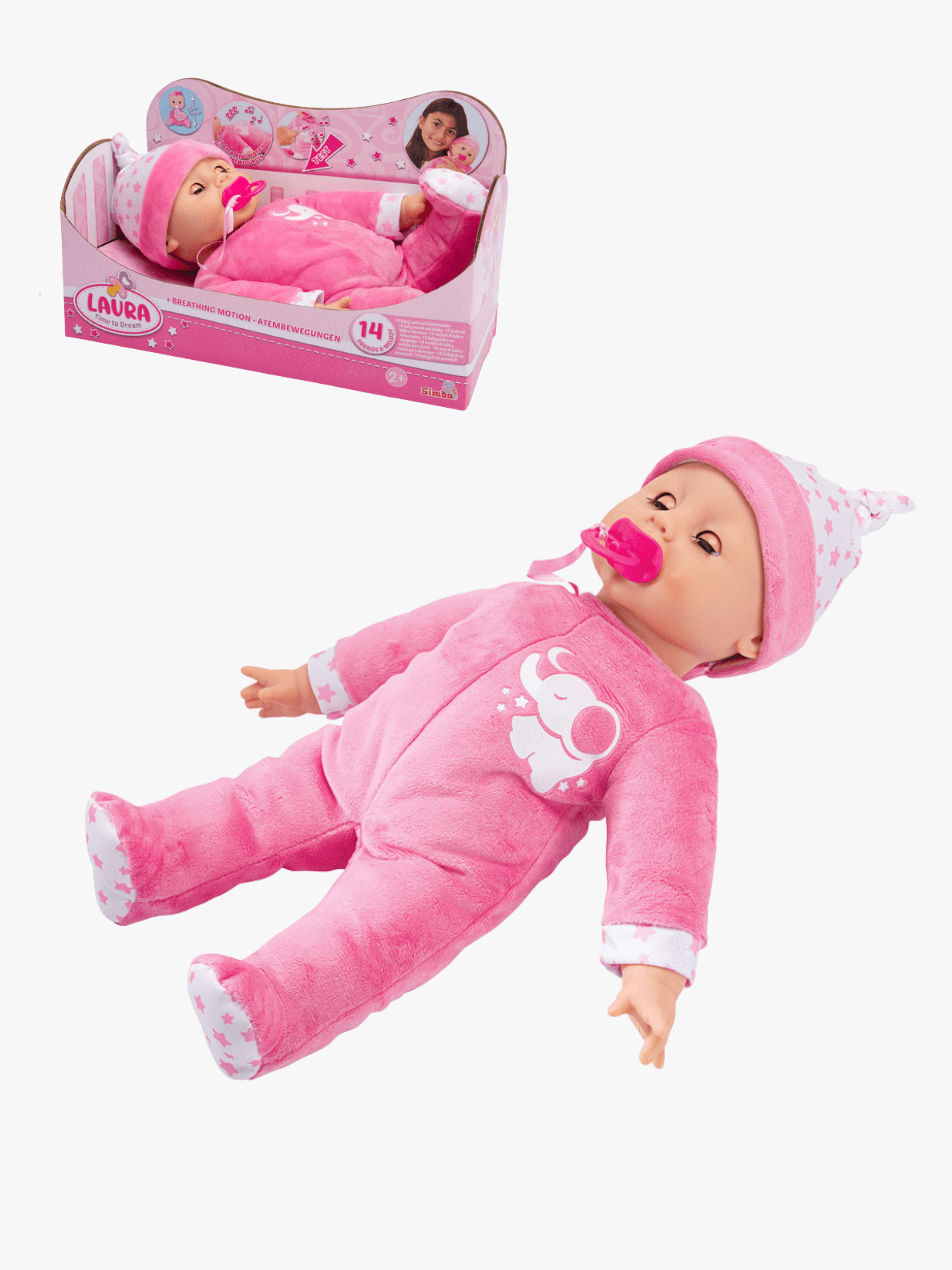 New Born Baby Nukke + Hengitysliike & Ääni 38 cm