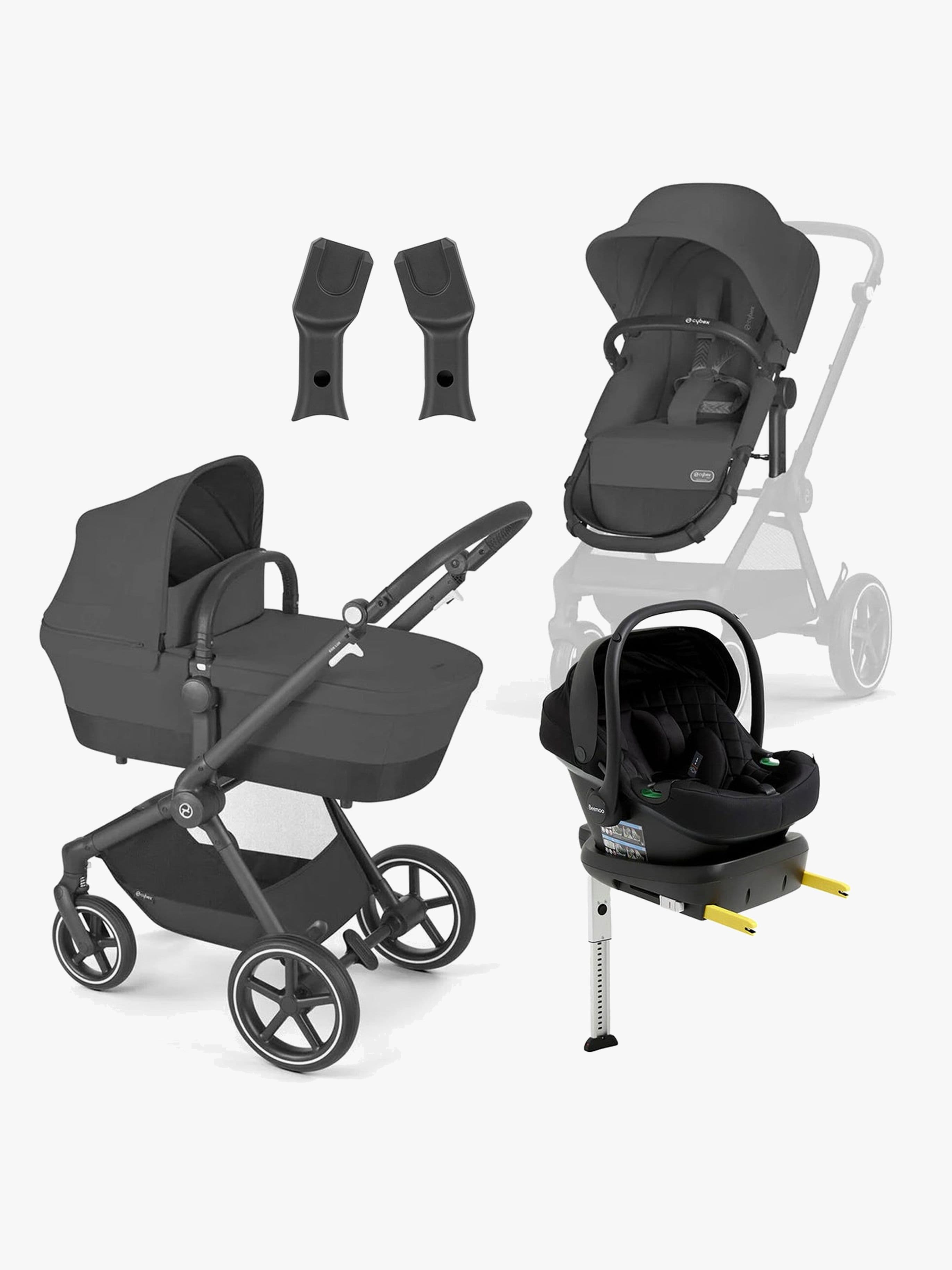 Cybex EOS Lux Yhdistelmävaunut + Beemoo Route Turvakaukalo & Telakka, Moon Black/Black Stone