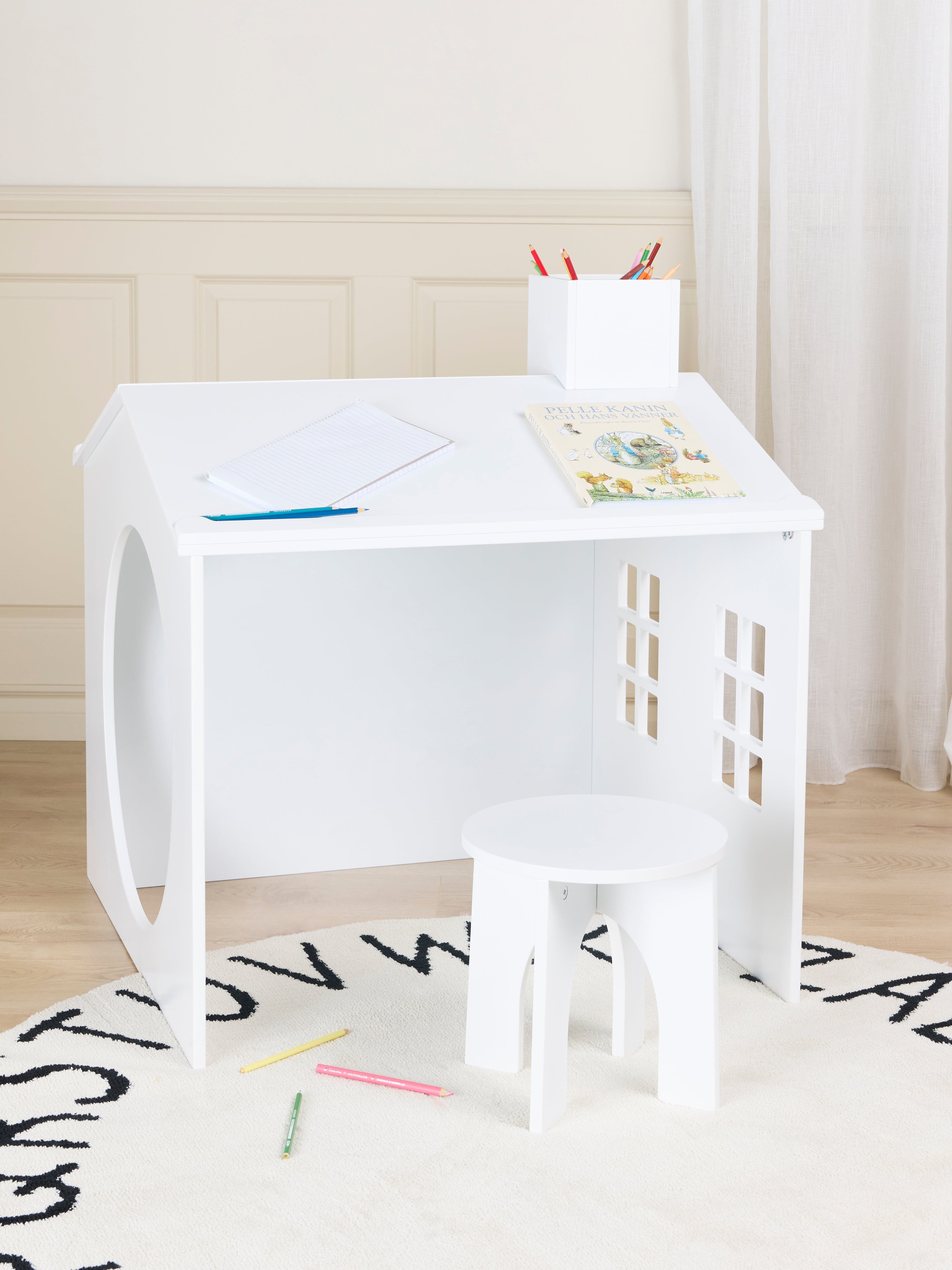 Alice & Fox Talo Piirustuspöytä + Tuoli, Valkoinen