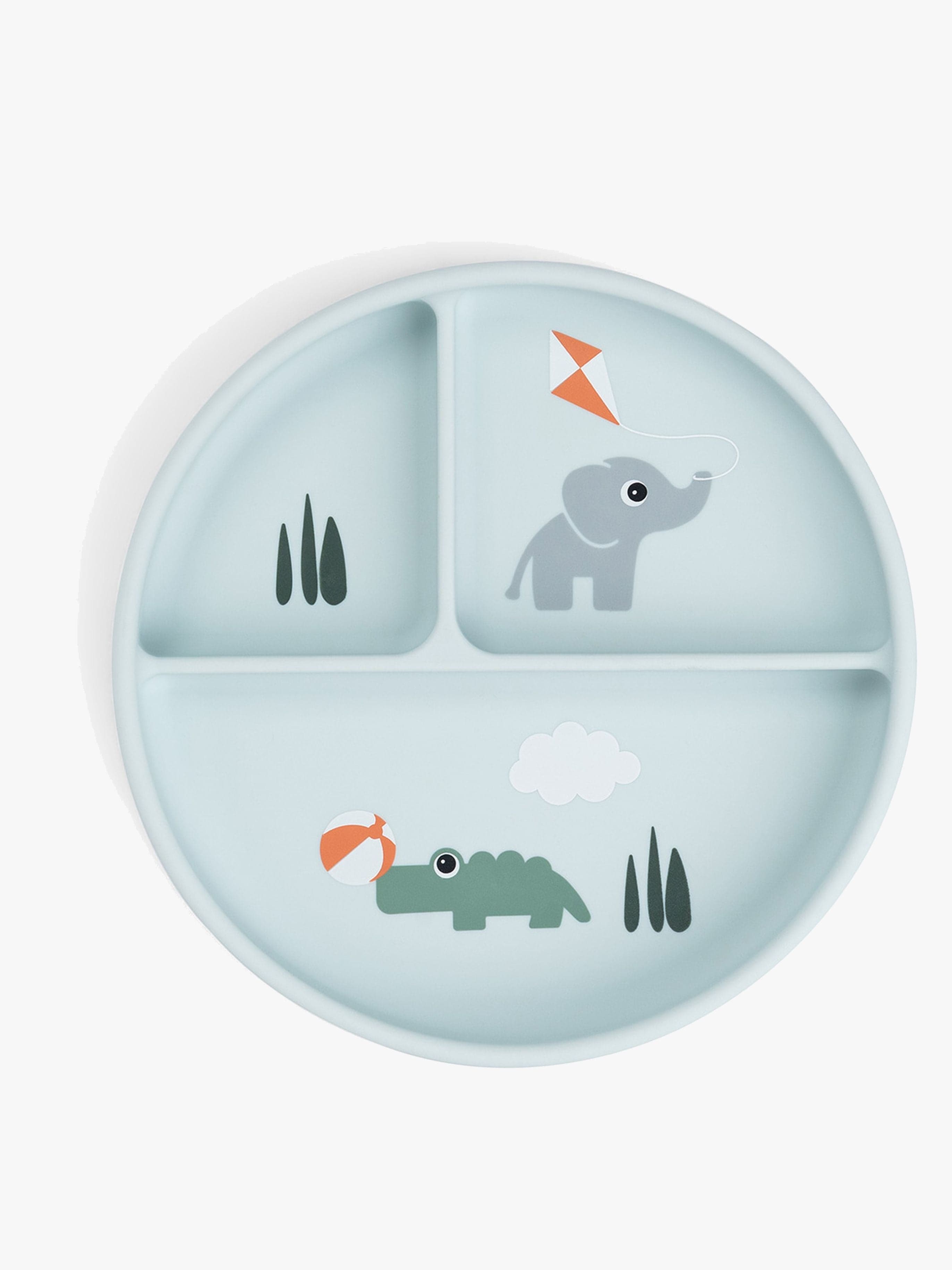 Done By Deer Playground Stick & Stay Jaettu Silikonilautanen, Blue