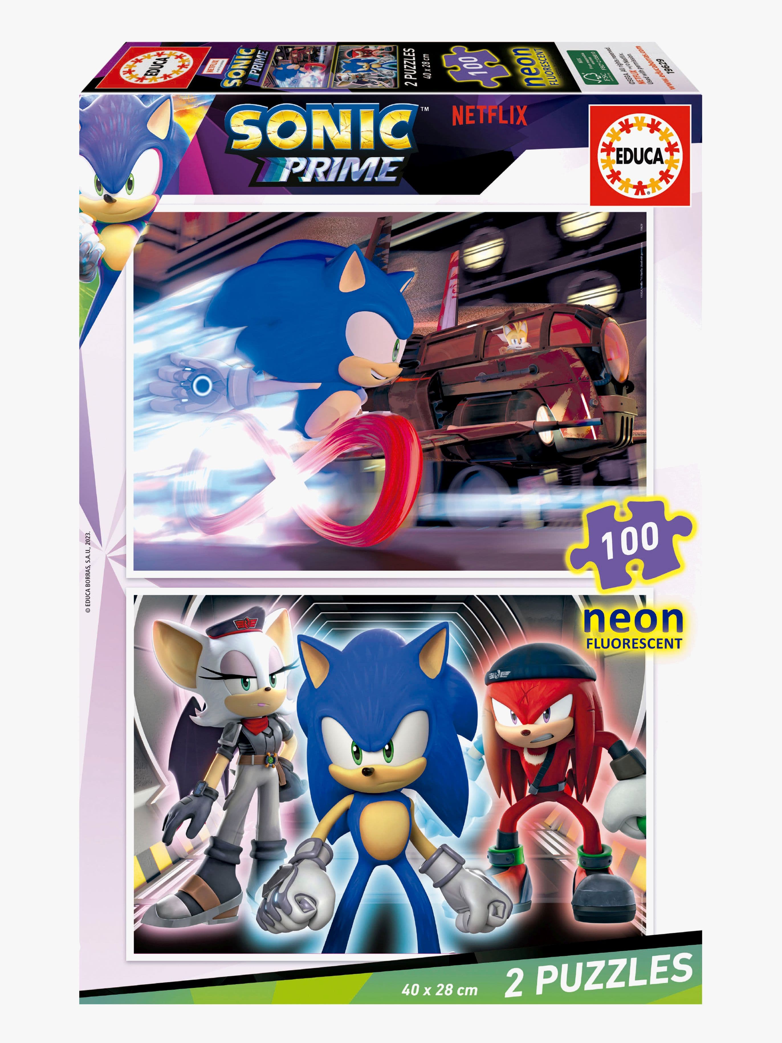 Educa Sonic Prime Palapelit Neon 2x100