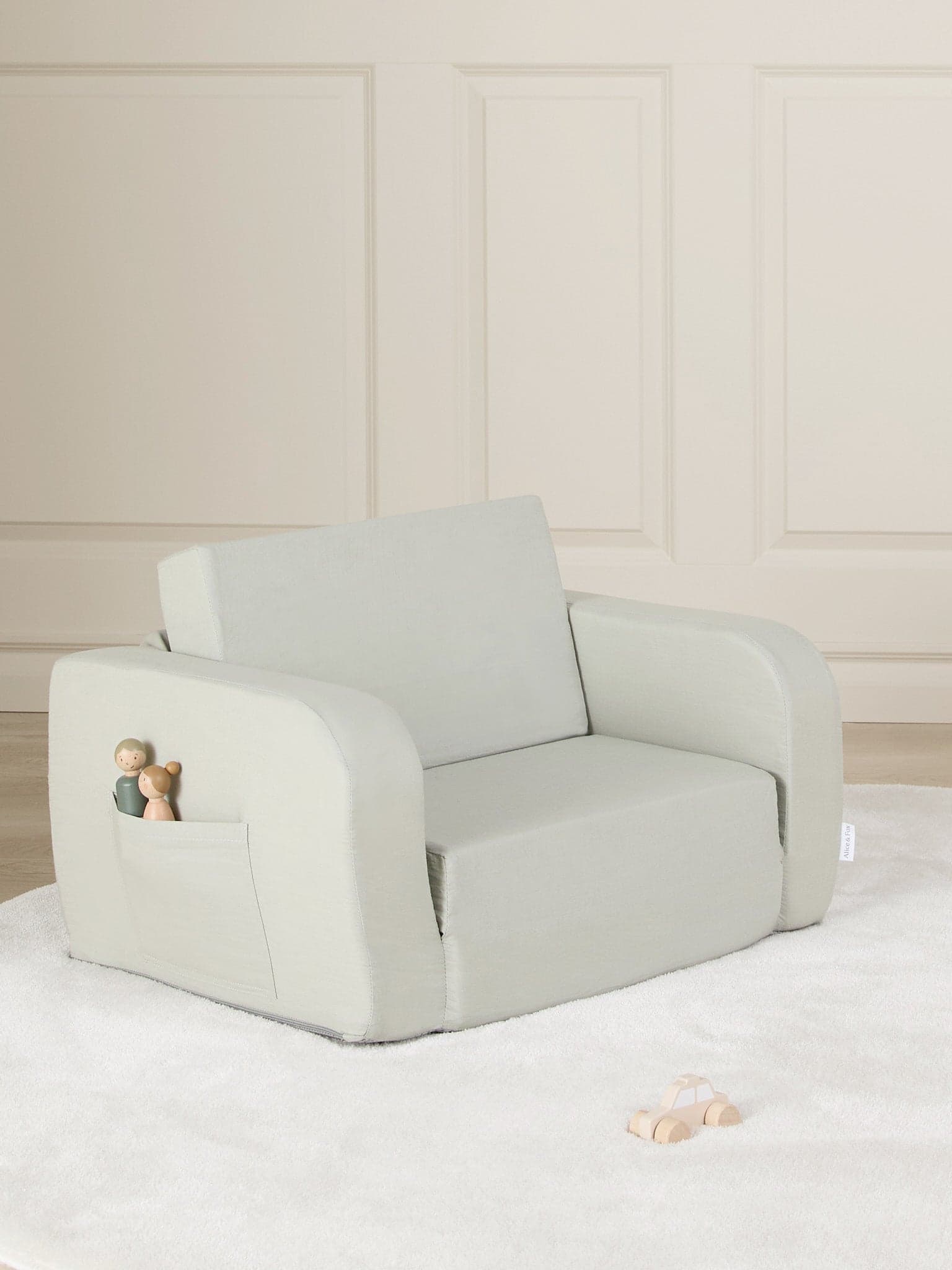 Alice & Fox MUSHY Taitettava Nojatuoli, Green Linen