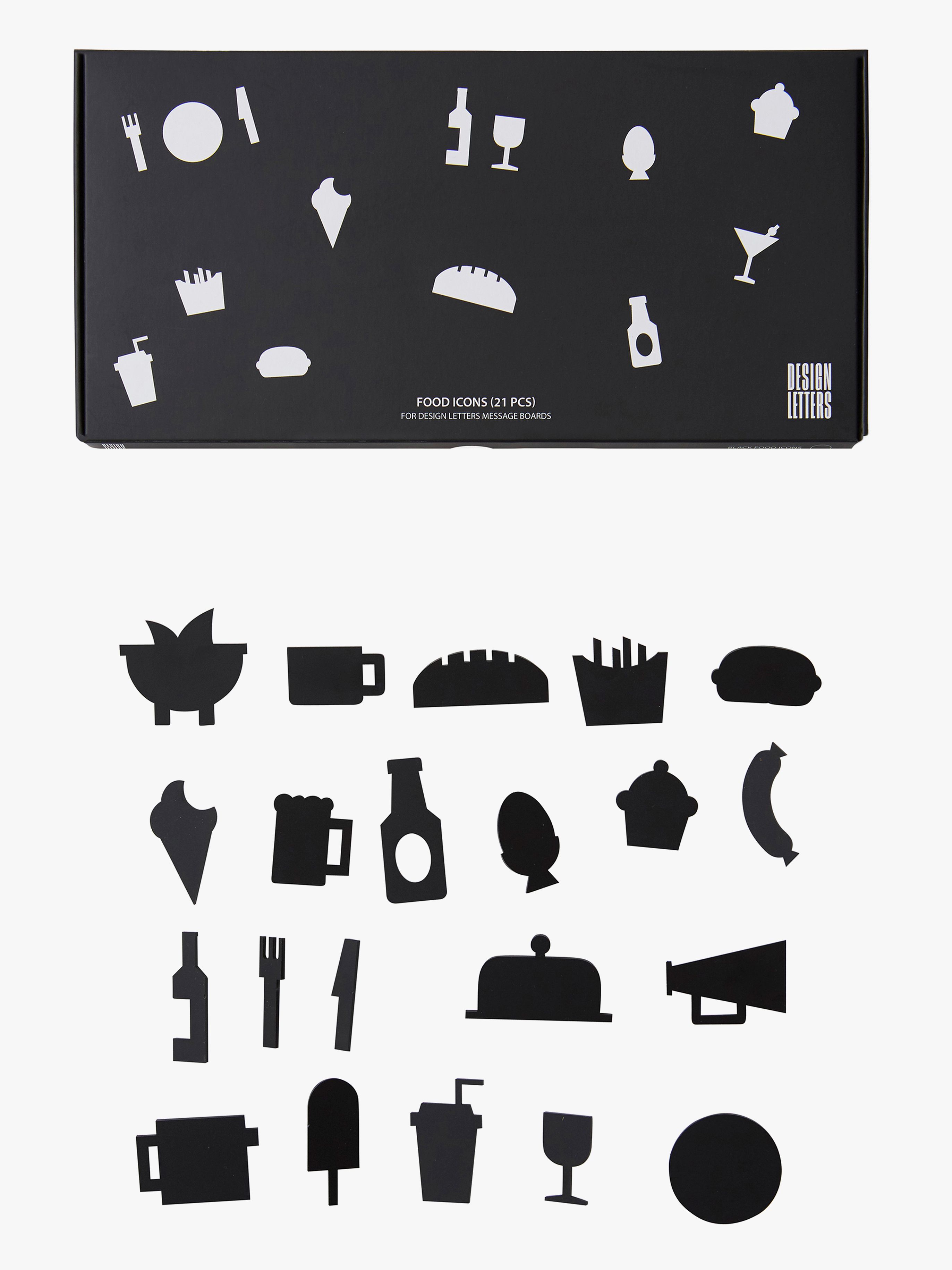 Design Letters Ruokamerkit Muistitauluun 21 pcs, Musta