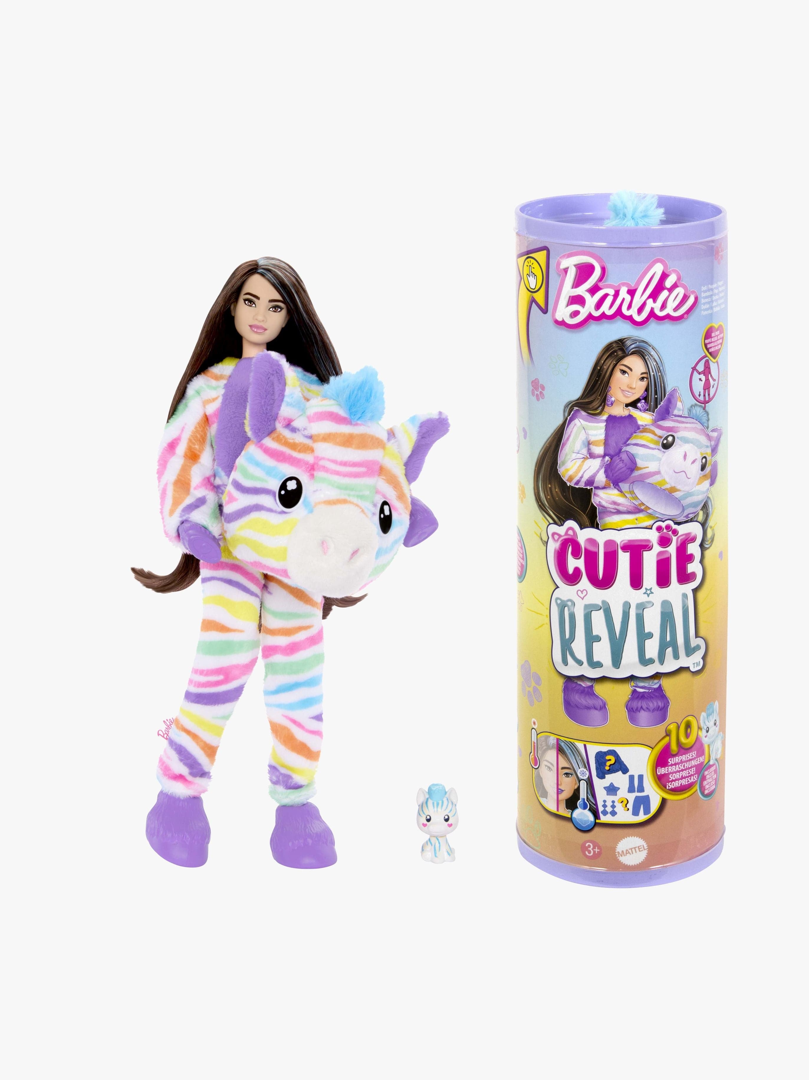 Barbie Cutie Reveal Nukke + Sateenkaarenvärinen Seepra
