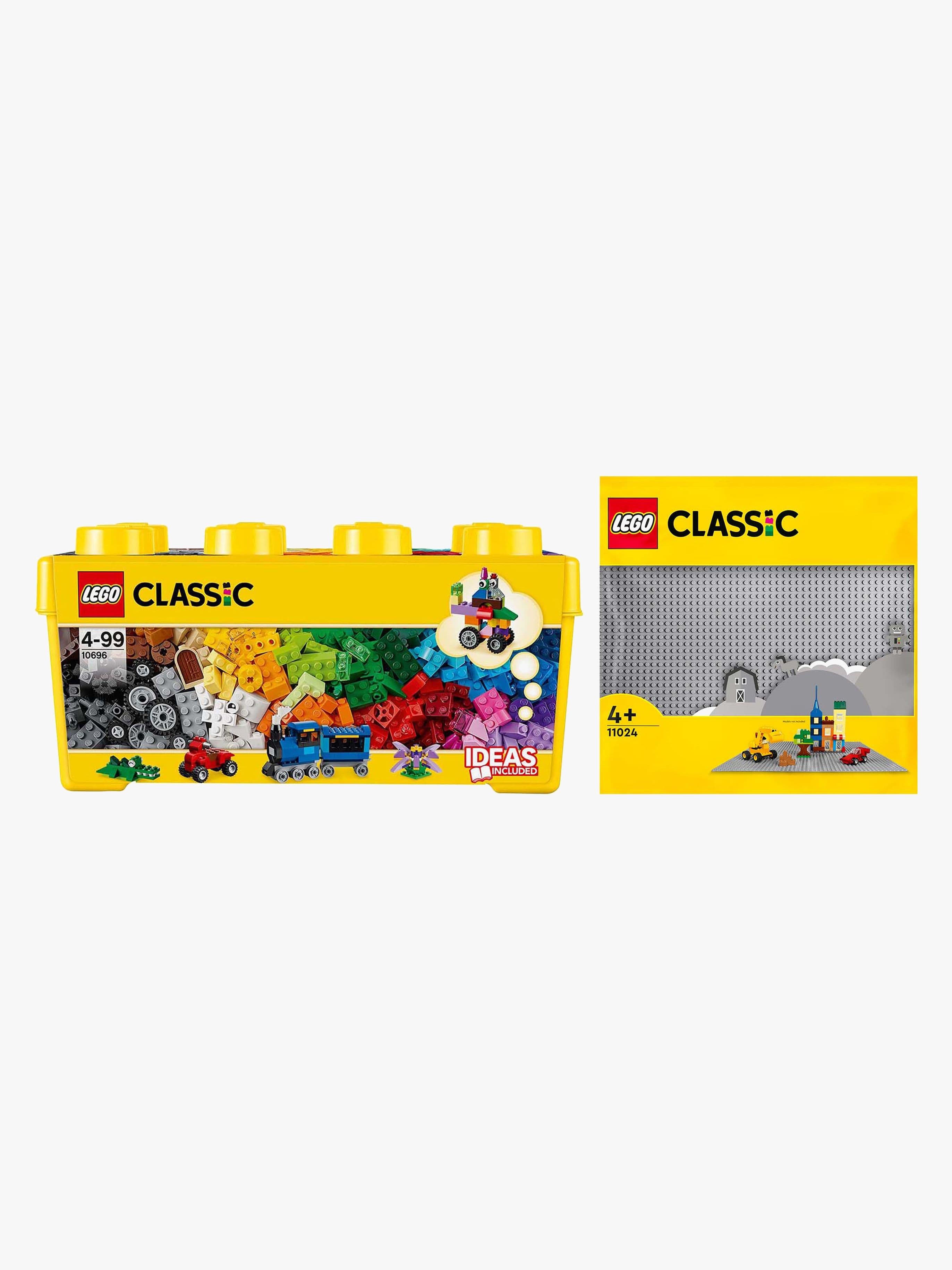 LEGO Classic 10696 Keskikokoinen Luova Rakennuslaatikko + 11024 Harmaa Rakennuslevy