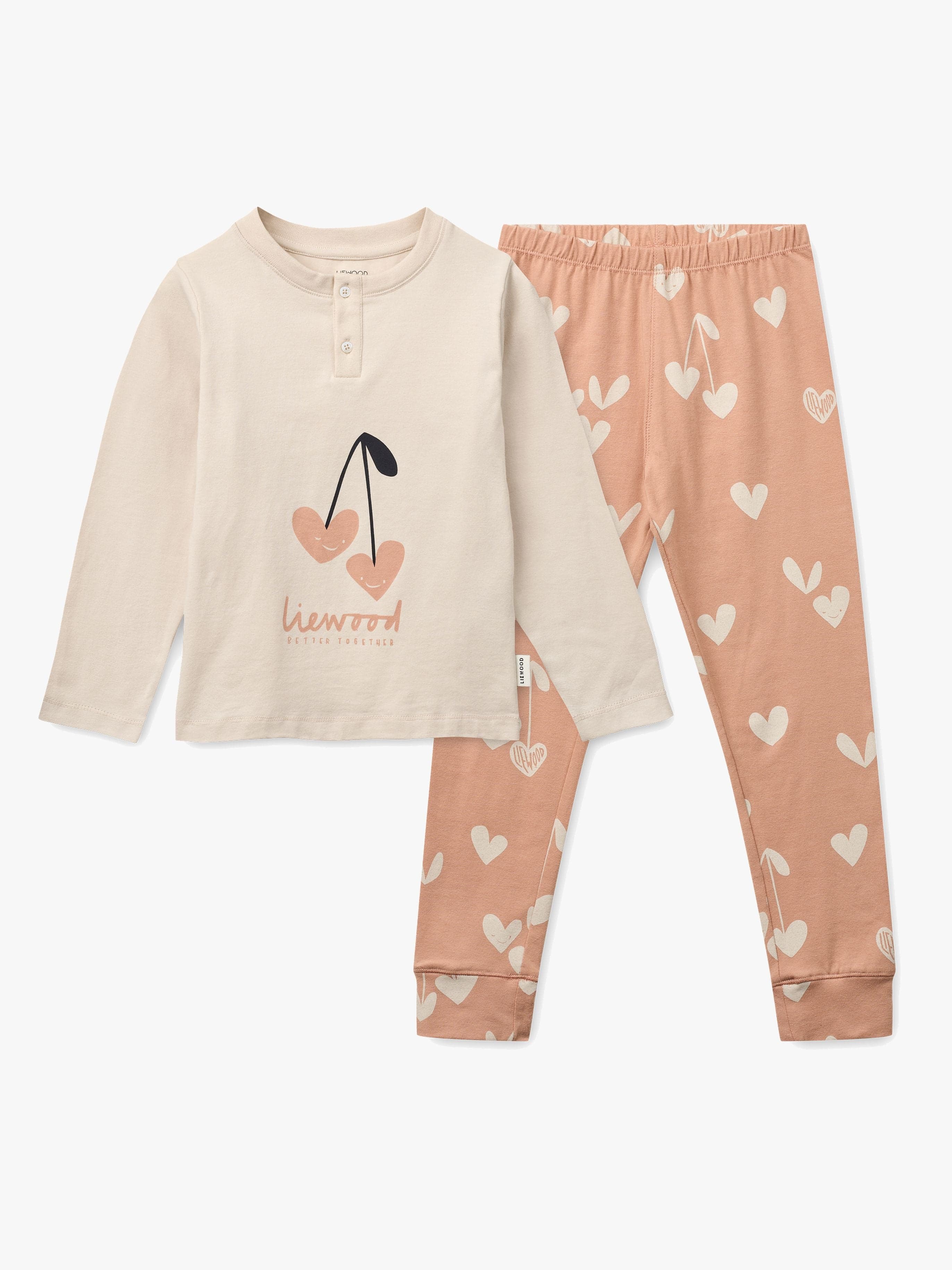 LIEWOOD Wilhelm Pyjamasetti, Heart/Sweetheart/Pale tuscany/mix, 110-116