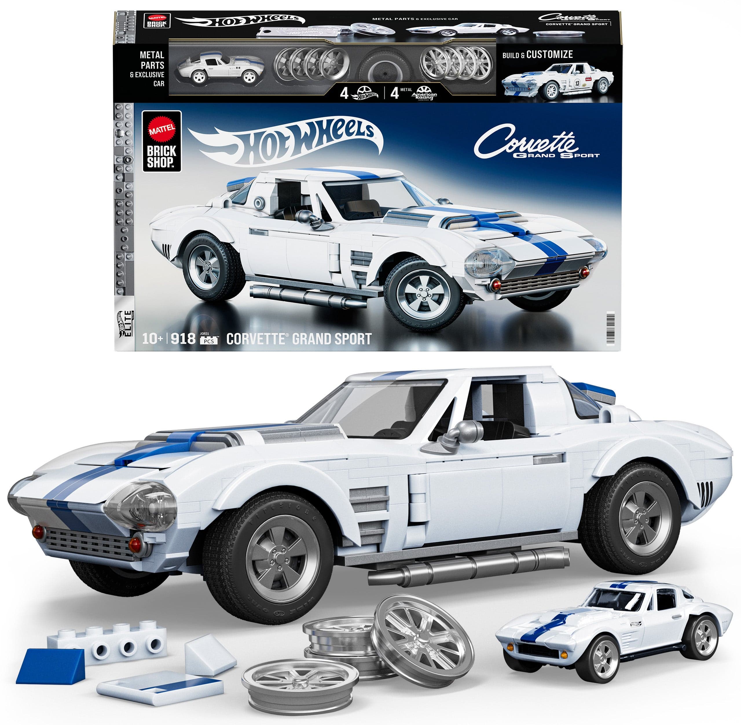 Mattel Brick Shop Hot Wheels Elite Series Brick Shop Hot Wheels Työmaasetti Corvette Grand Sport 918 Osaa