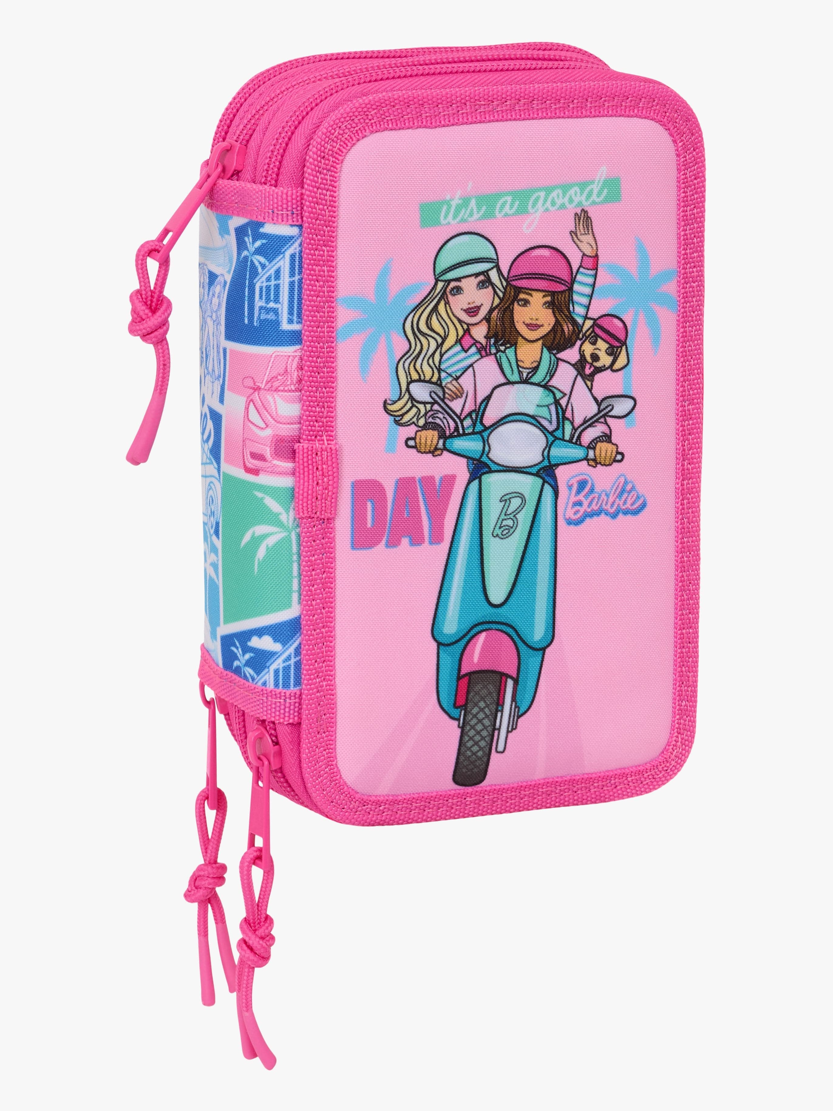 Barbie Täytetty Kolmilokeroinen Penaali 37 Osaa, Sininen/Vaaleanpunainen