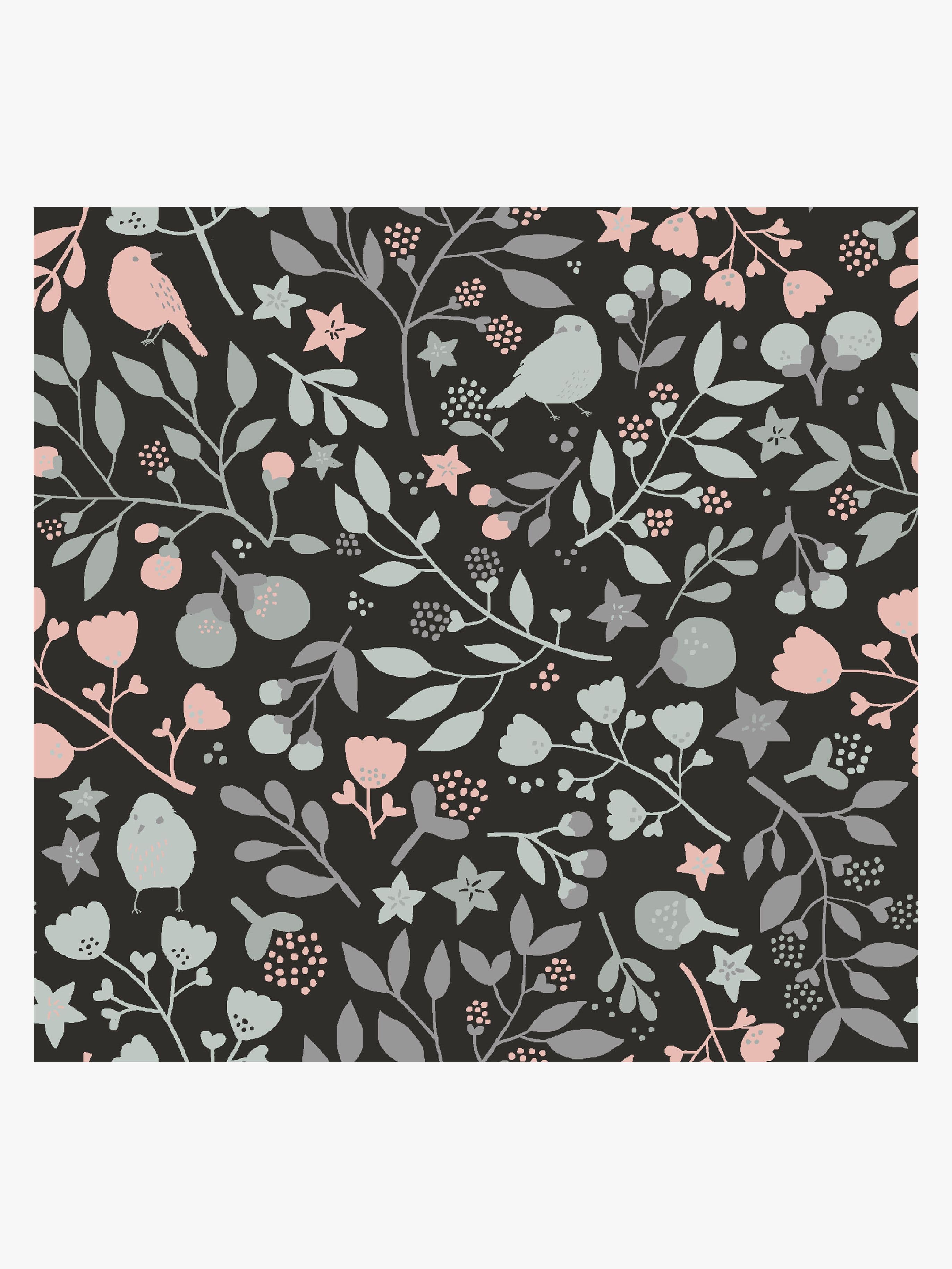 Lilou Lilou Tapetti Birds Garden, Musta