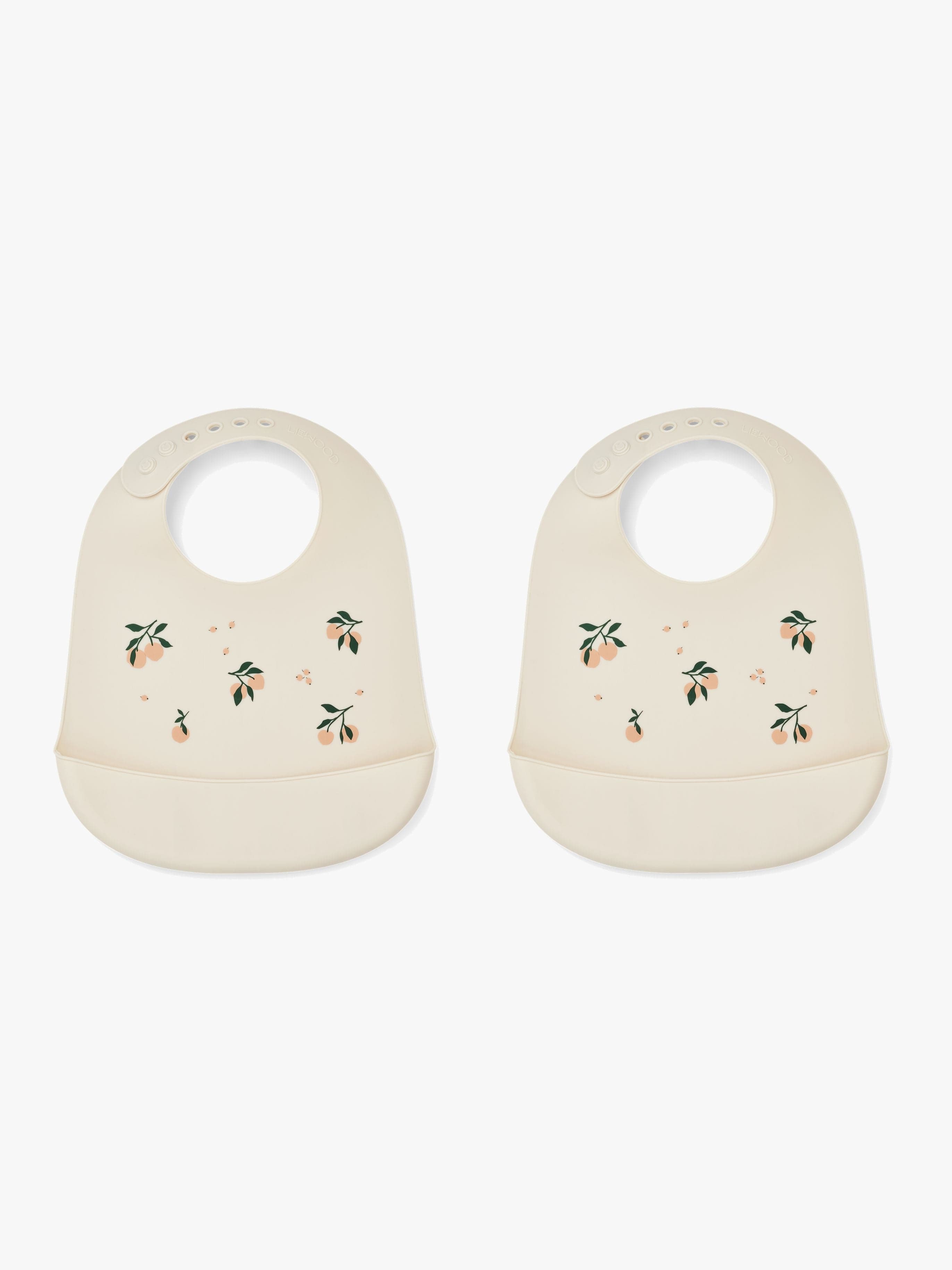 LIEWOOD Tilda Ruokalappu + Printti Silikoni 2-pack, Peach/Sea Shell