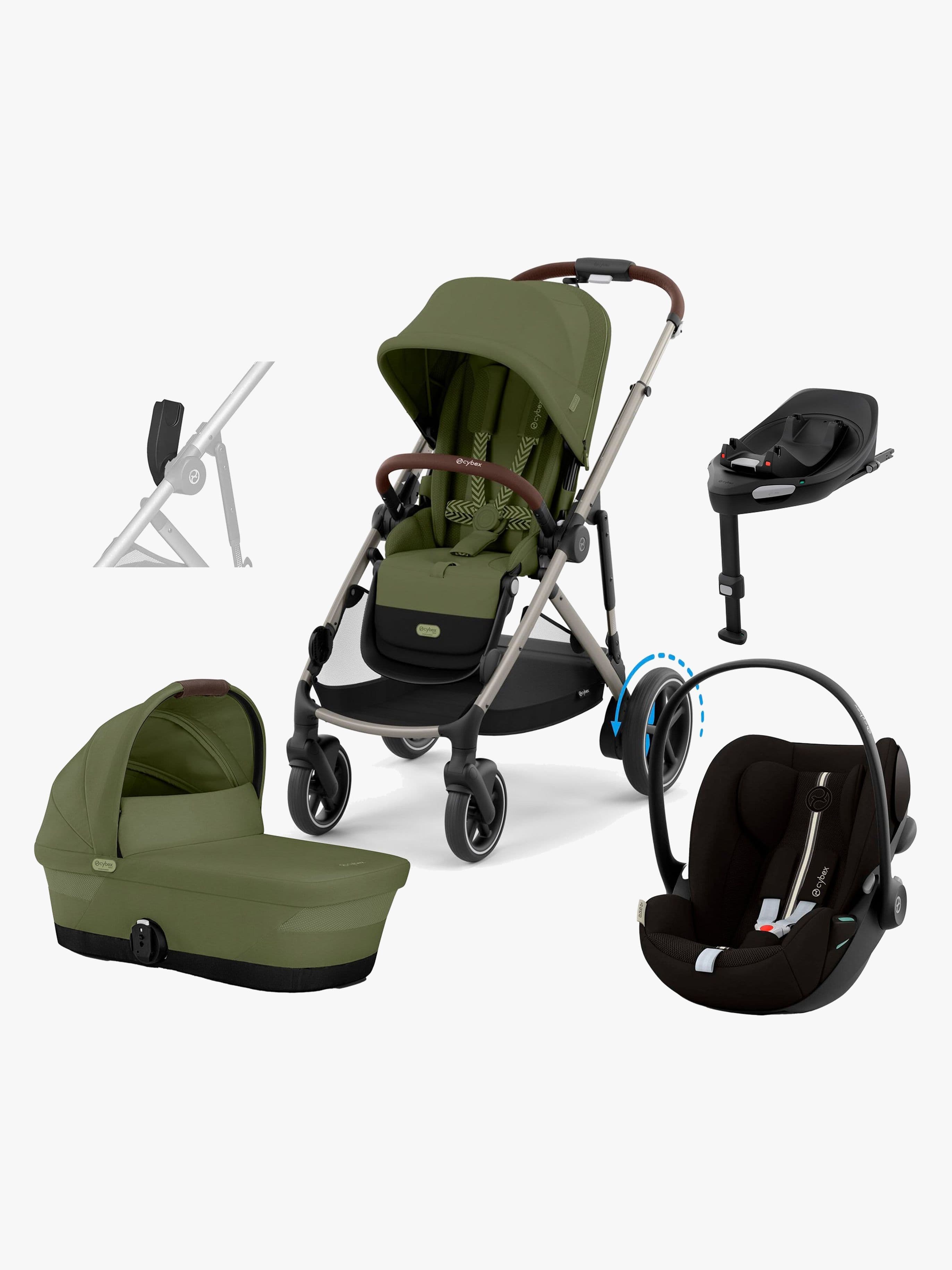 Cybex e-GAZELLE S Yhdistelmävaunut + Cloud G i-Size Plus & Telakka, Moss Green/Taupe