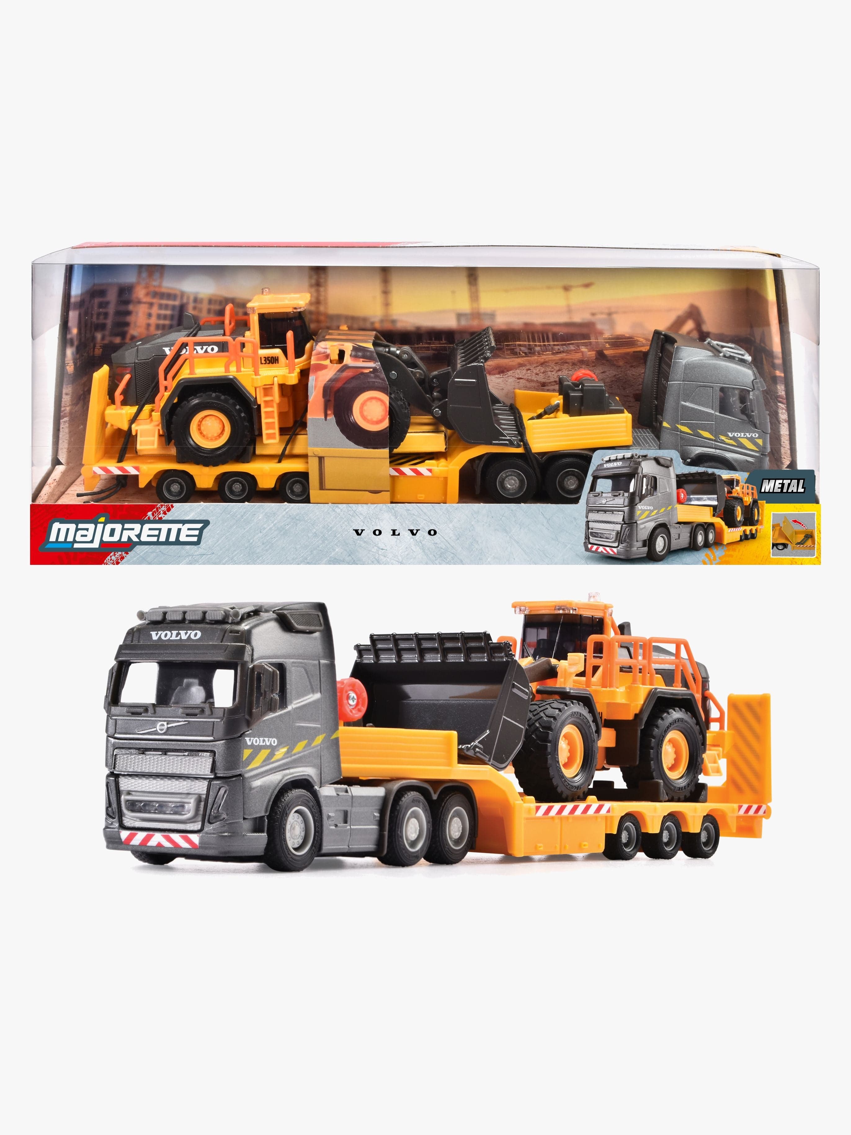 Majorette Volvo FH-16 Kuorma-auto + L350H Pyöräkuormaaja