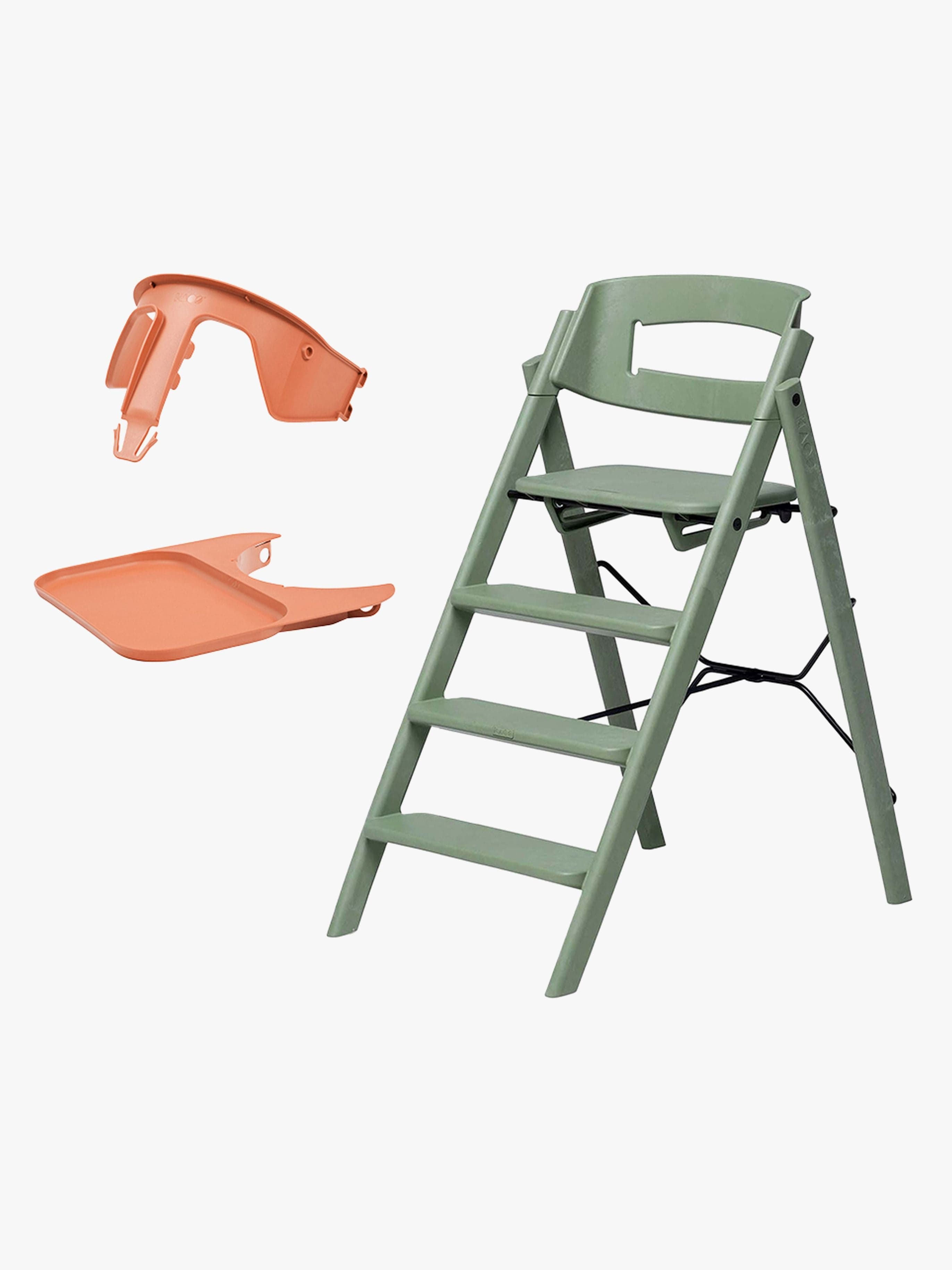 KAOS Klapp Syöttötuoli Recycled + Turvakaari & Tarjotin, Mineral Green/Terracotta Pink