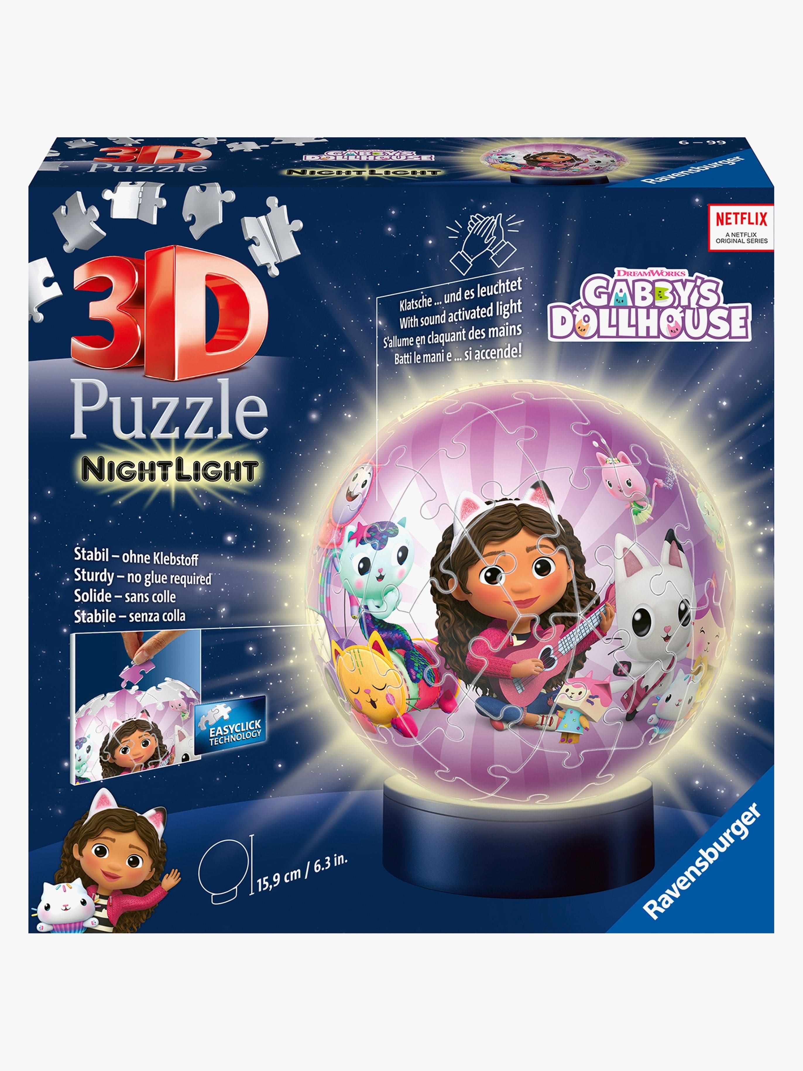 Ravensburger Gabbyn Nukketalo 3D-palapeli Yövalo 72 Osaa