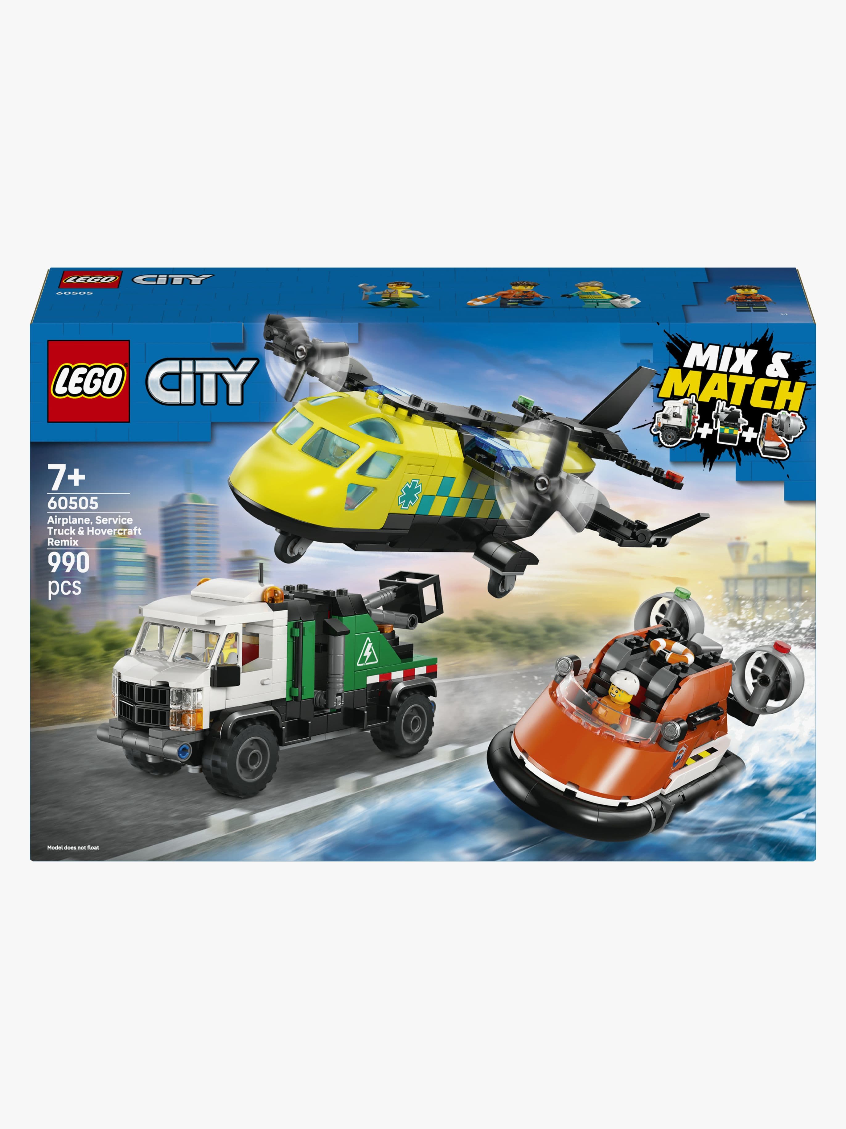 LEGO City 60505 Lentokone, huoltoauto ja ilmatyynyalus