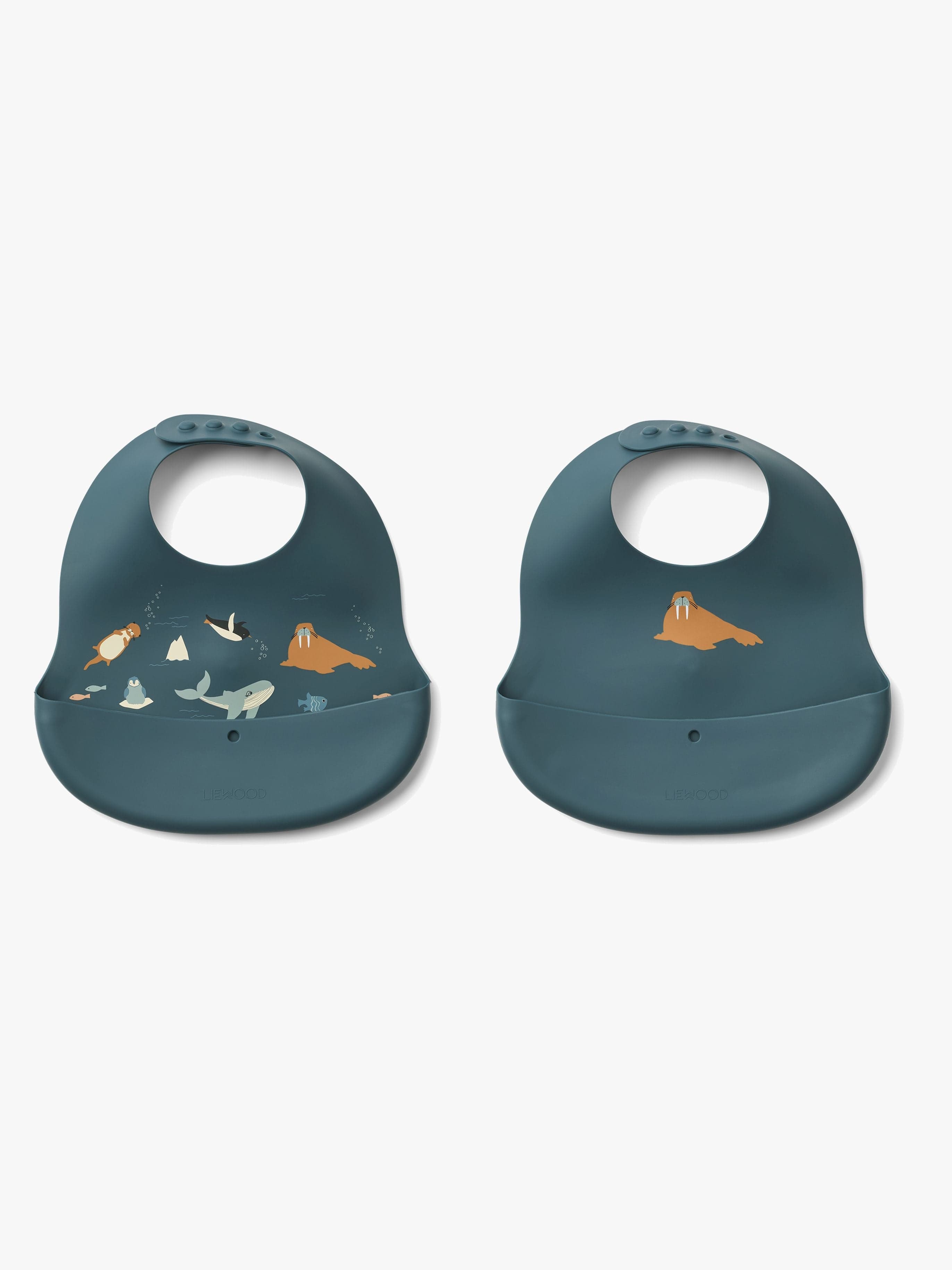 LIEWOOD Ember Kuvioitu Ruokalappu 2-pack, Arctic Sea/Ocean View