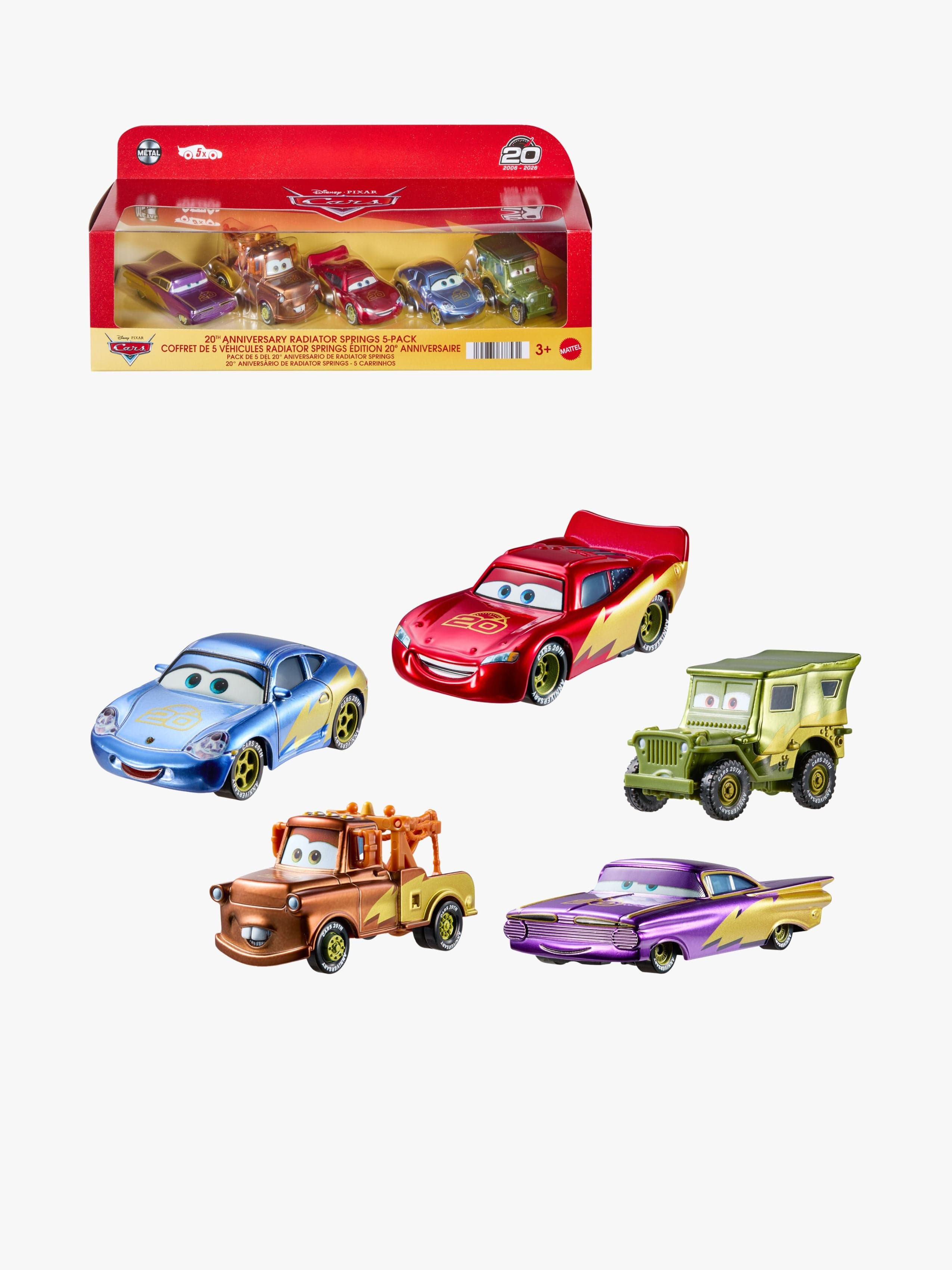 Disney Autot Die-Cast Pienoismalli 20. Juhlavuosi 5-pack