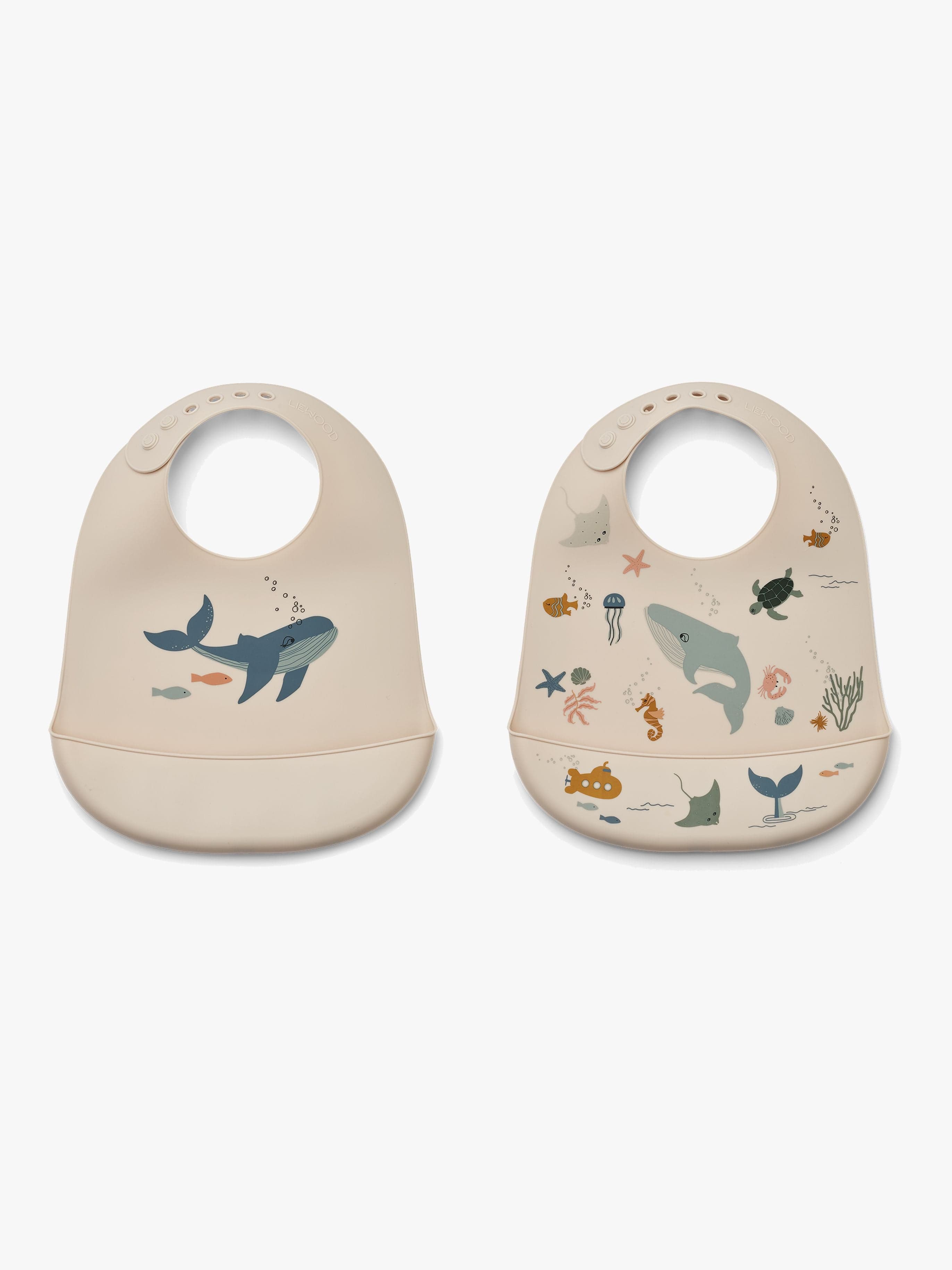 LIEWOOD Tilda Ruokalappu + Printti 2-pack, Sea Creature/Sandy