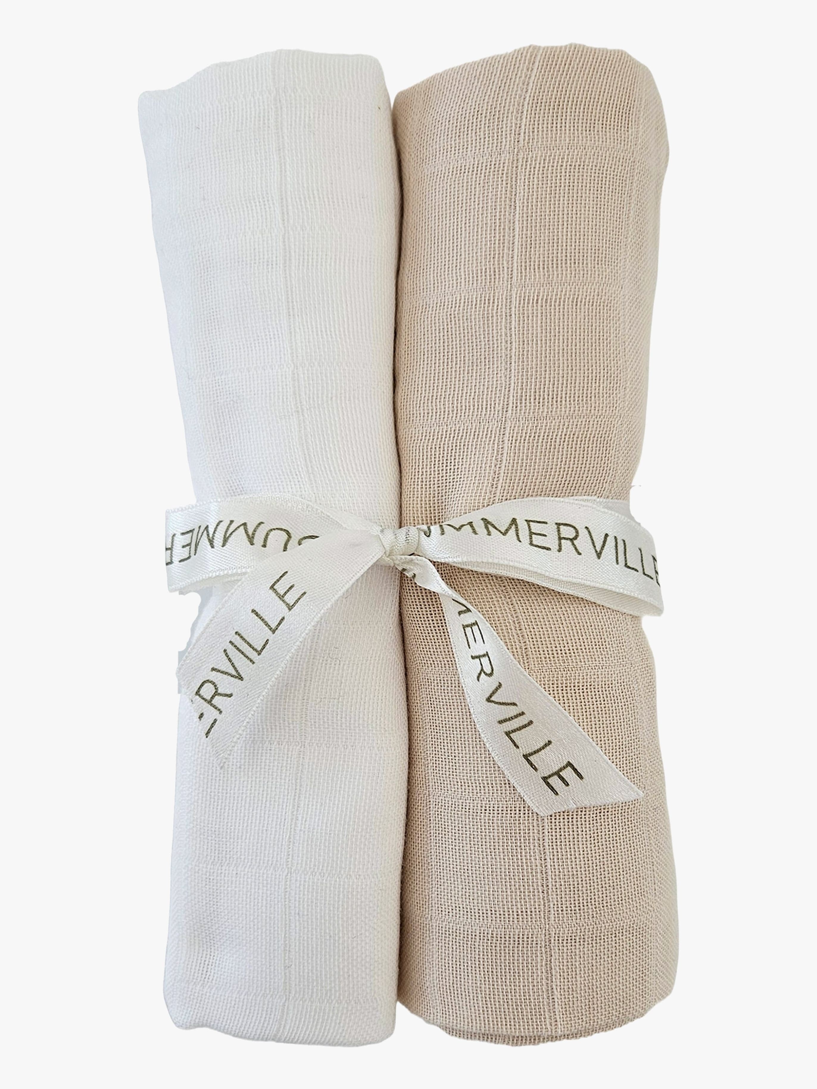 Summerville Organic Musliiniviltti 2-pack, Sandshell/White