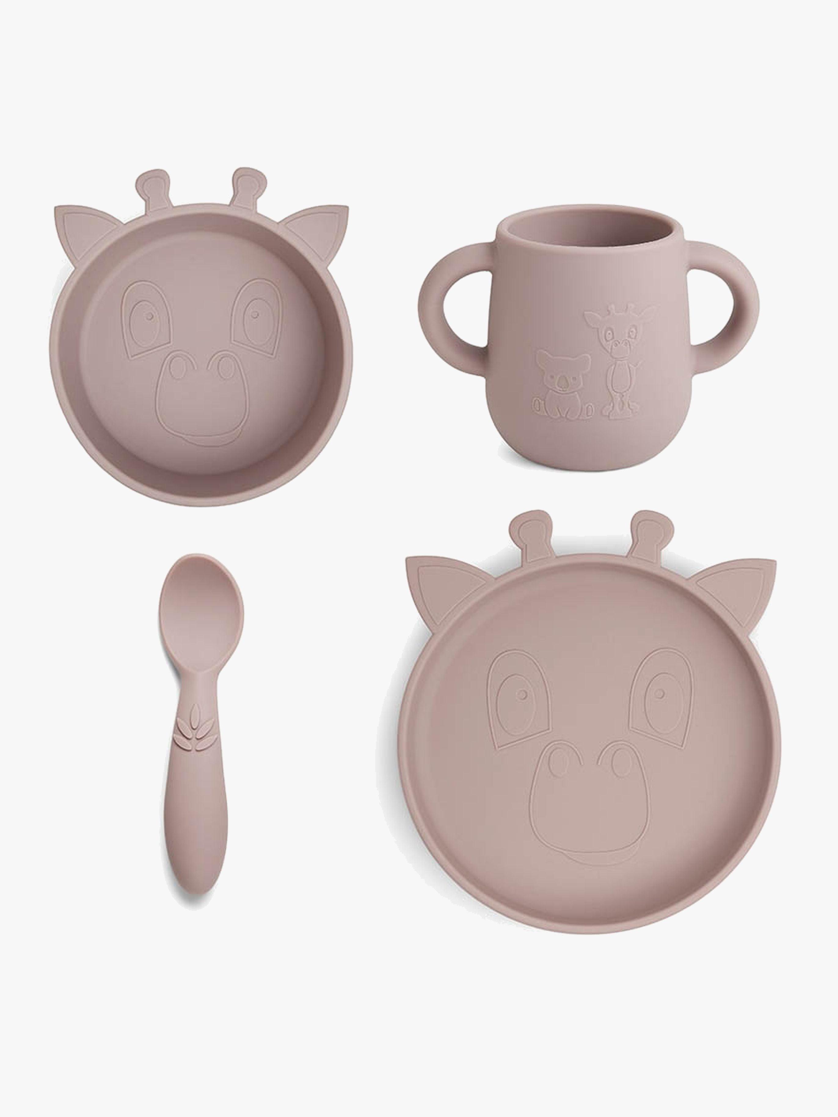 nuuroo Lykke Giraff Lautassetti Silikoni 4-pack, Woodrose