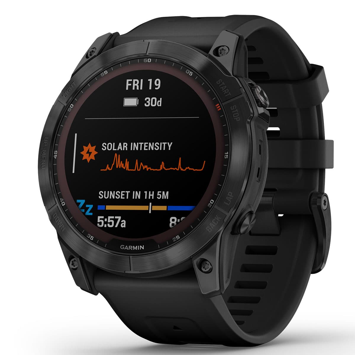 Garmin Fenix 7X Sapphire Solar, Musta DLC-titaani / musta ranneke 010-02541-23