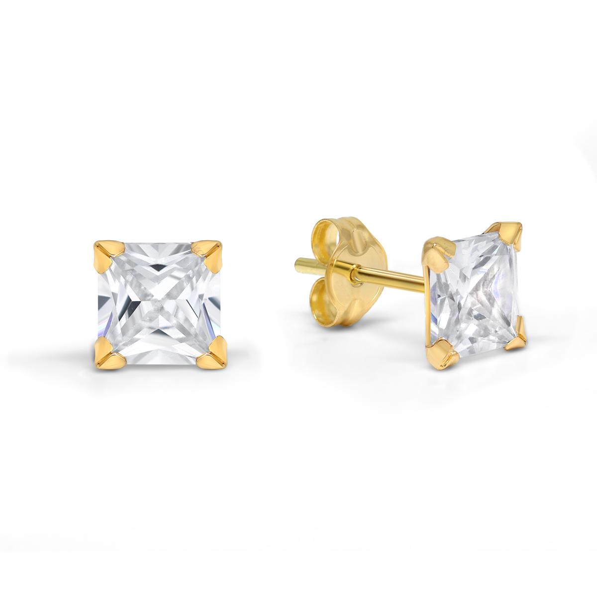 Kultaiset korvakorut, 5 mm zirkonia 134761Z