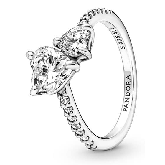 Pandora Double Heart Sparkling sormus 191198C01