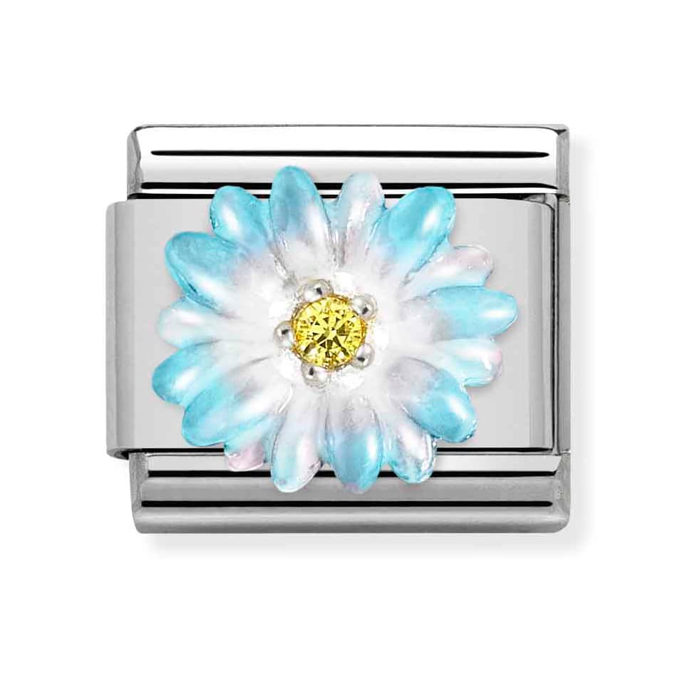 Nomination Classic Silver / vaaleansininen kukka 330321/06