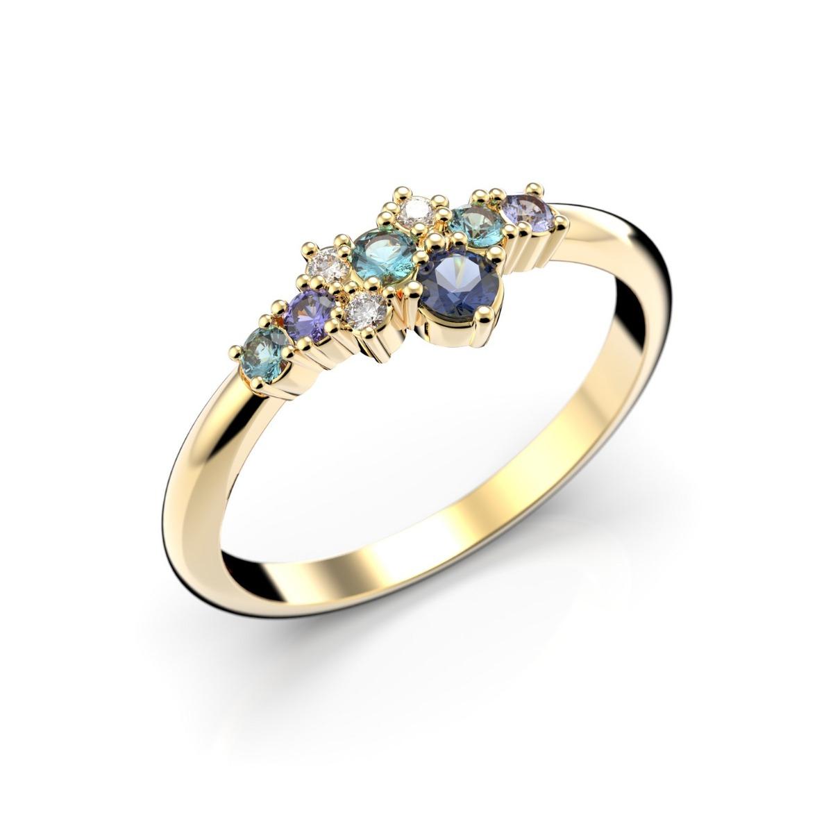 Festive Nelly Blue timanttisormus, keltakulta 609-019B-KK