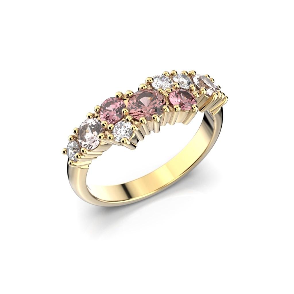 Festive Nadja Grand Pink timanttisormus, keltakulta 669-105P-KK